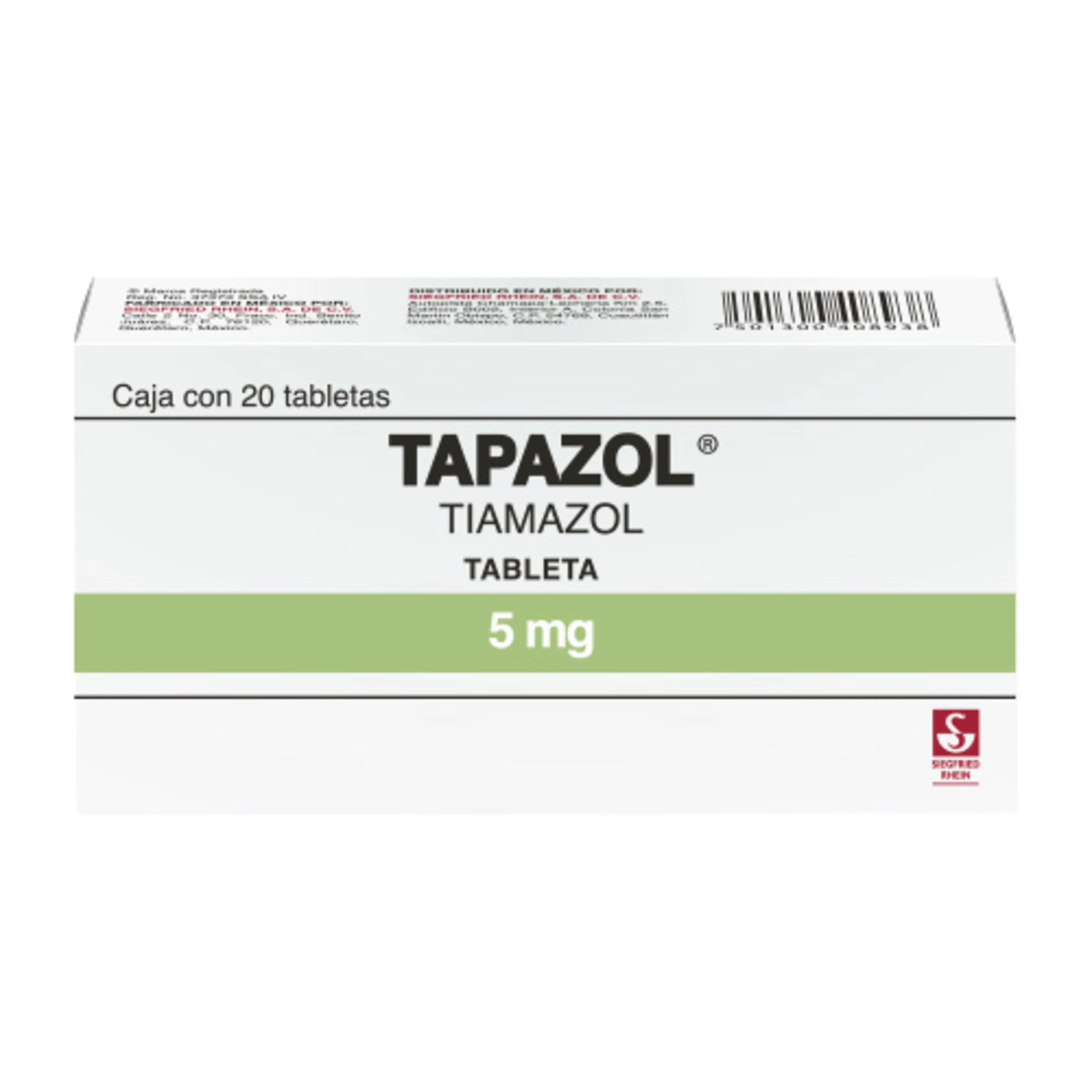 Tapazol 5 Mg Con 20 Tabletas