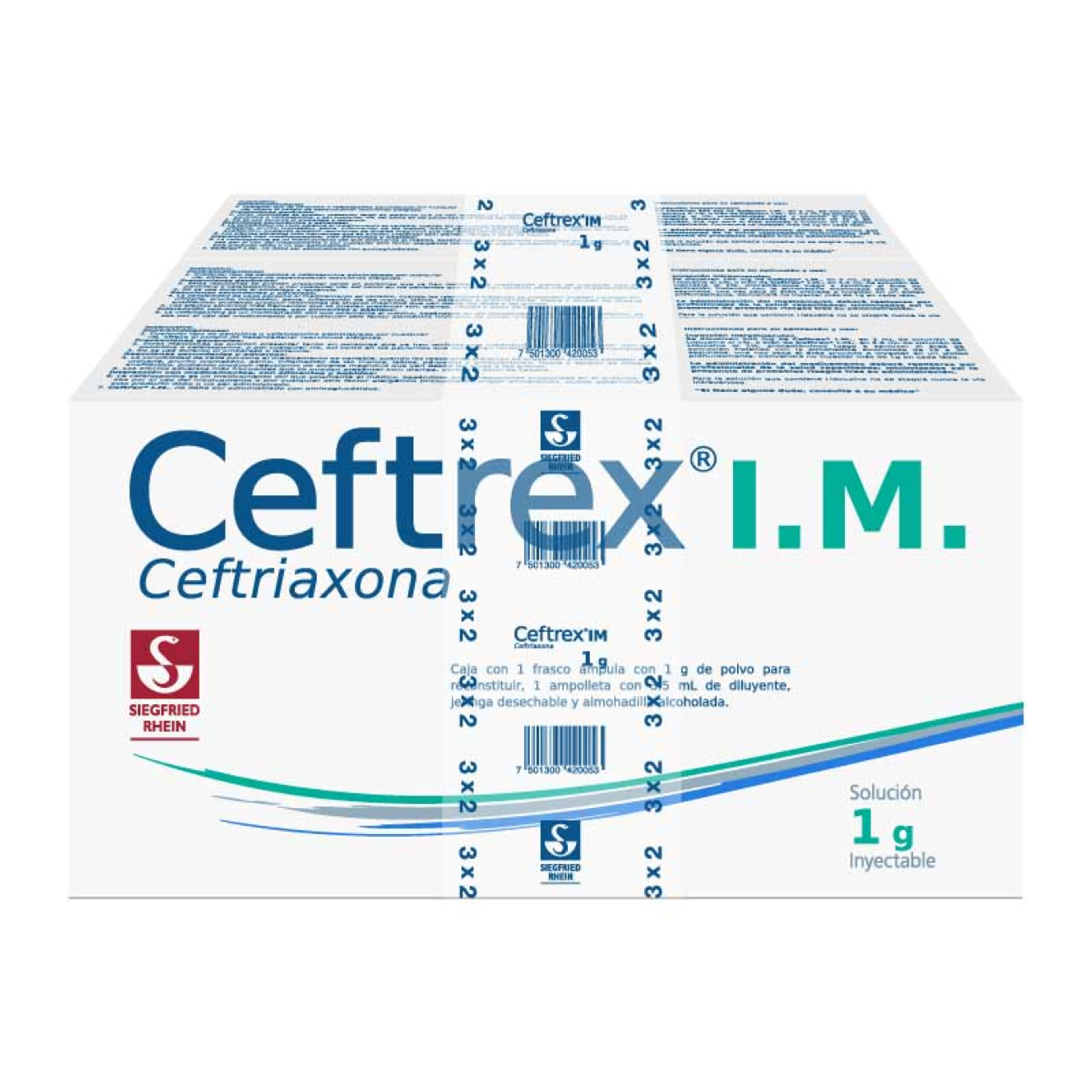 Ceftrex Im Ceftriaxona 1 G Solución Inyectable Pack Con 3 Viales