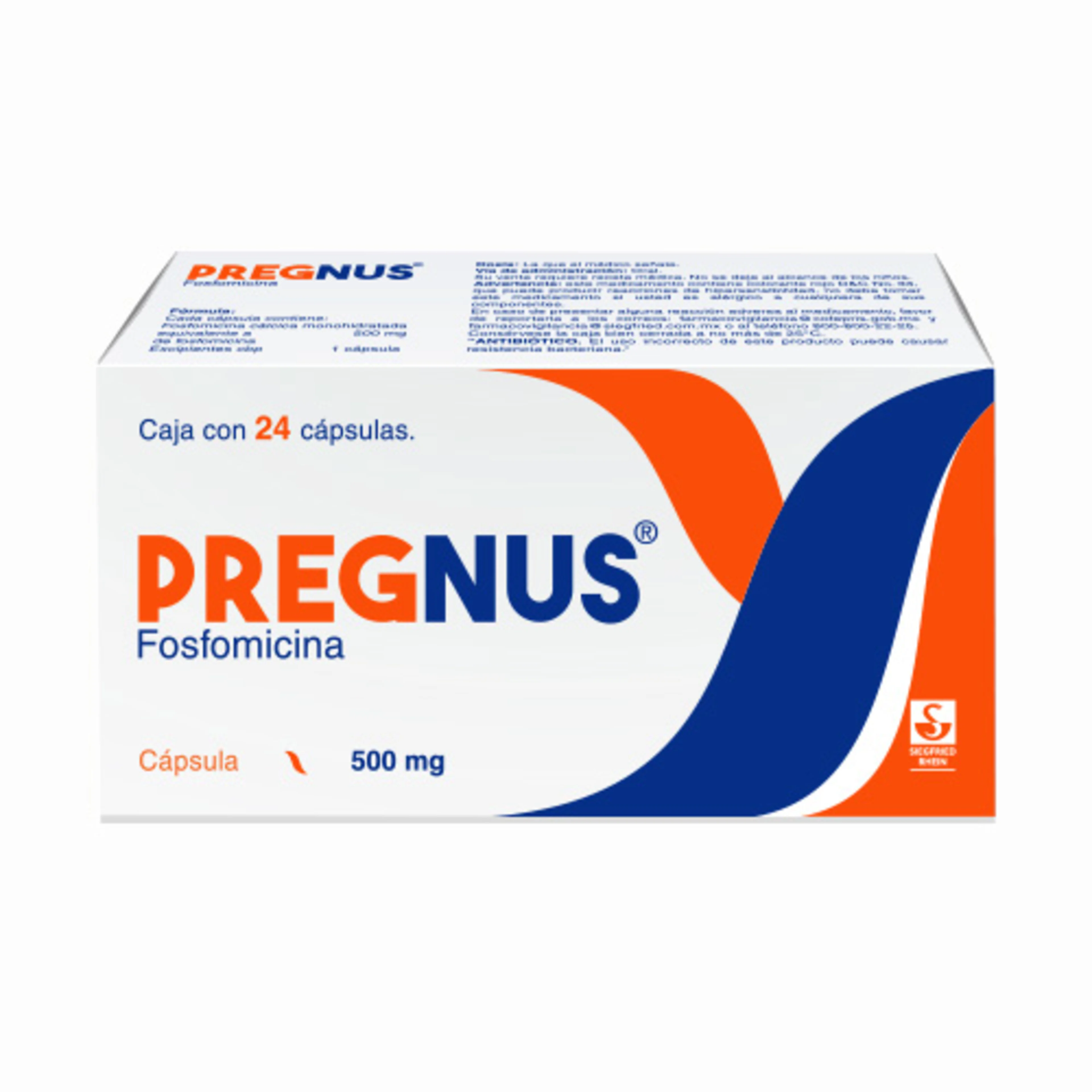 Pregnus Fosfomicina 500 Mg Con 24 Cápsulas