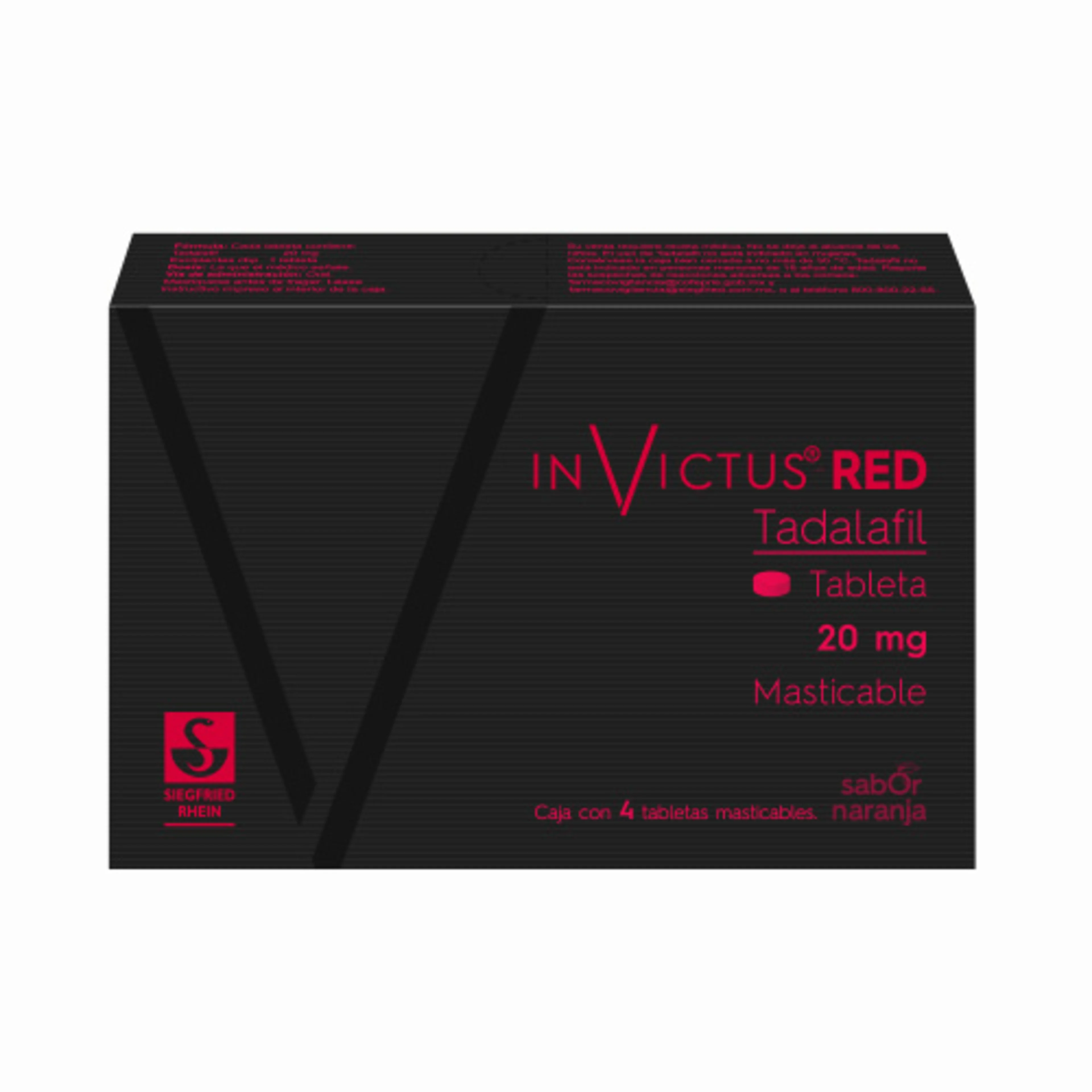 Invictus Red 20 Mg Con 4 Tabletas Masticables