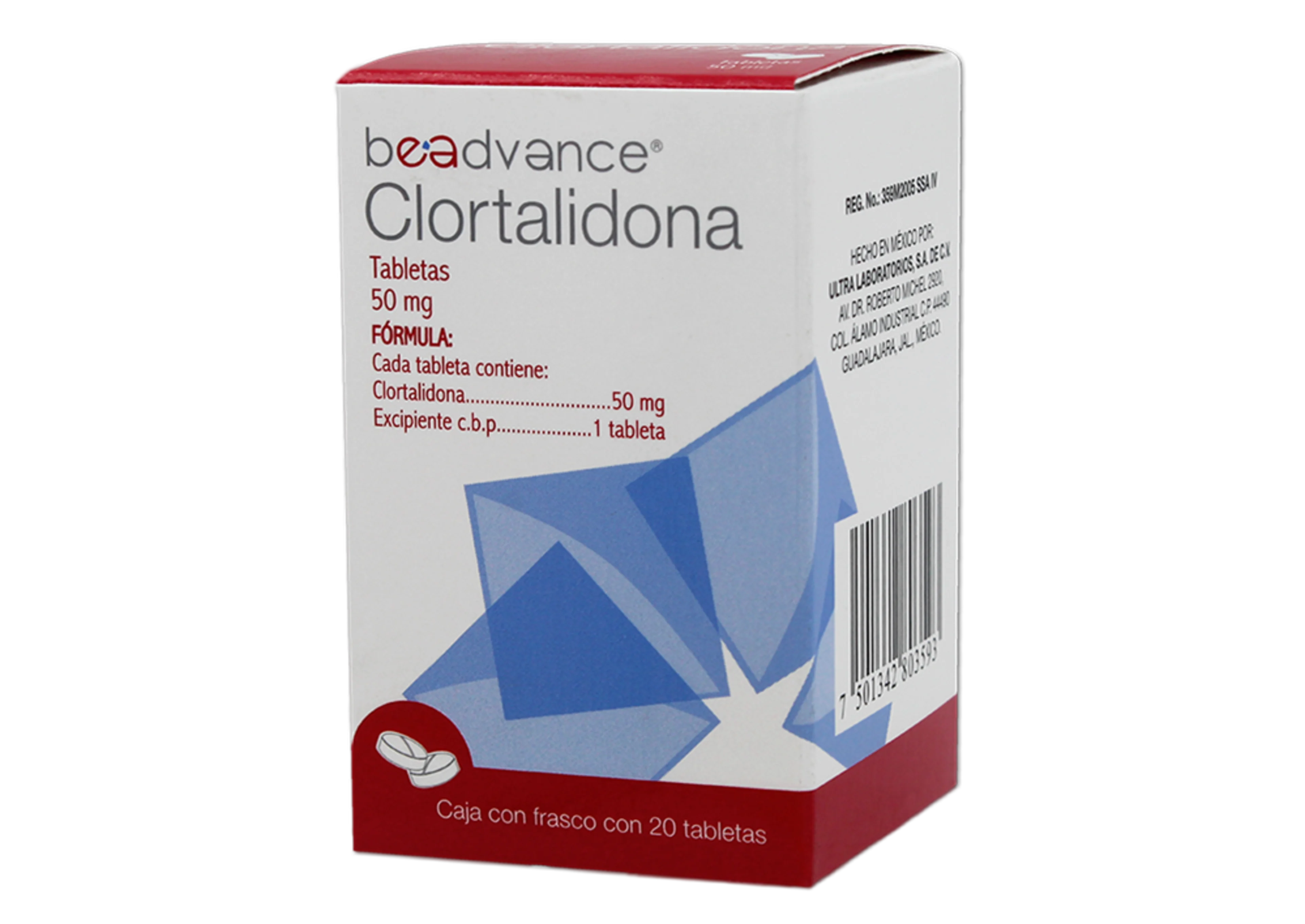 Clortalidona 50 Mg Con 20 Tabletas