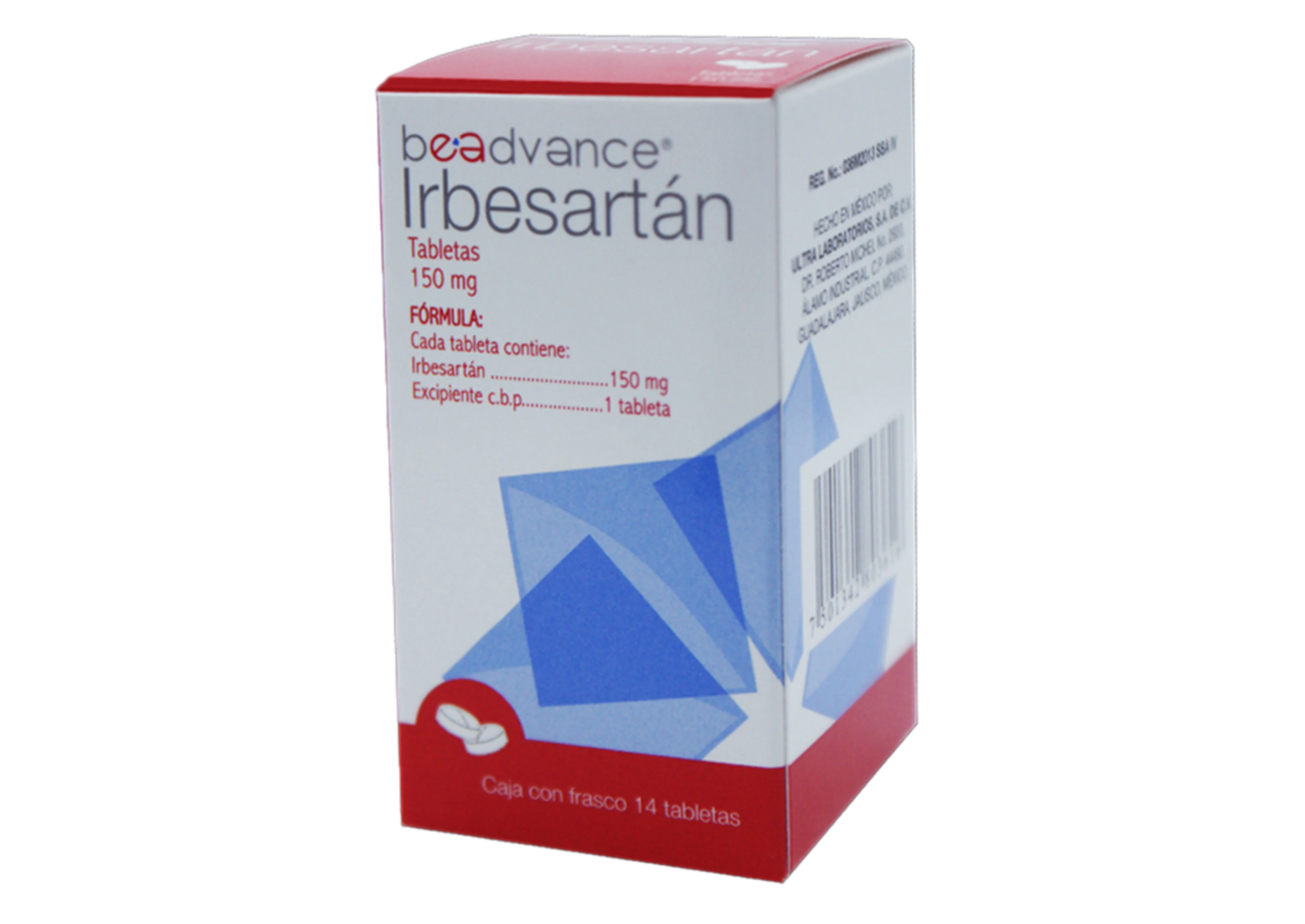 Irbesartán 150 Mg Con 14 Tabletas