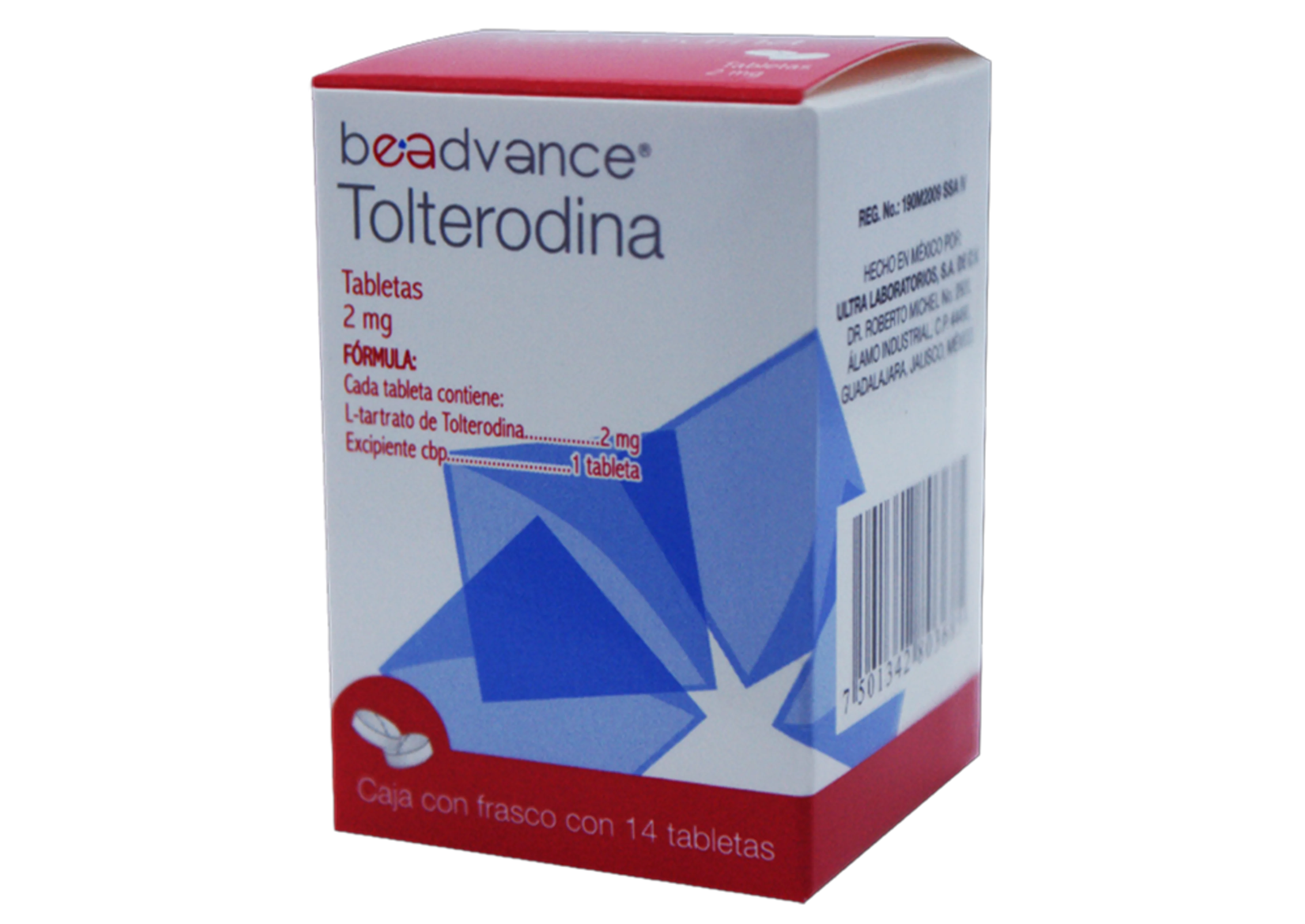 Tolterodina 2 Mg Con 14 Tabletas