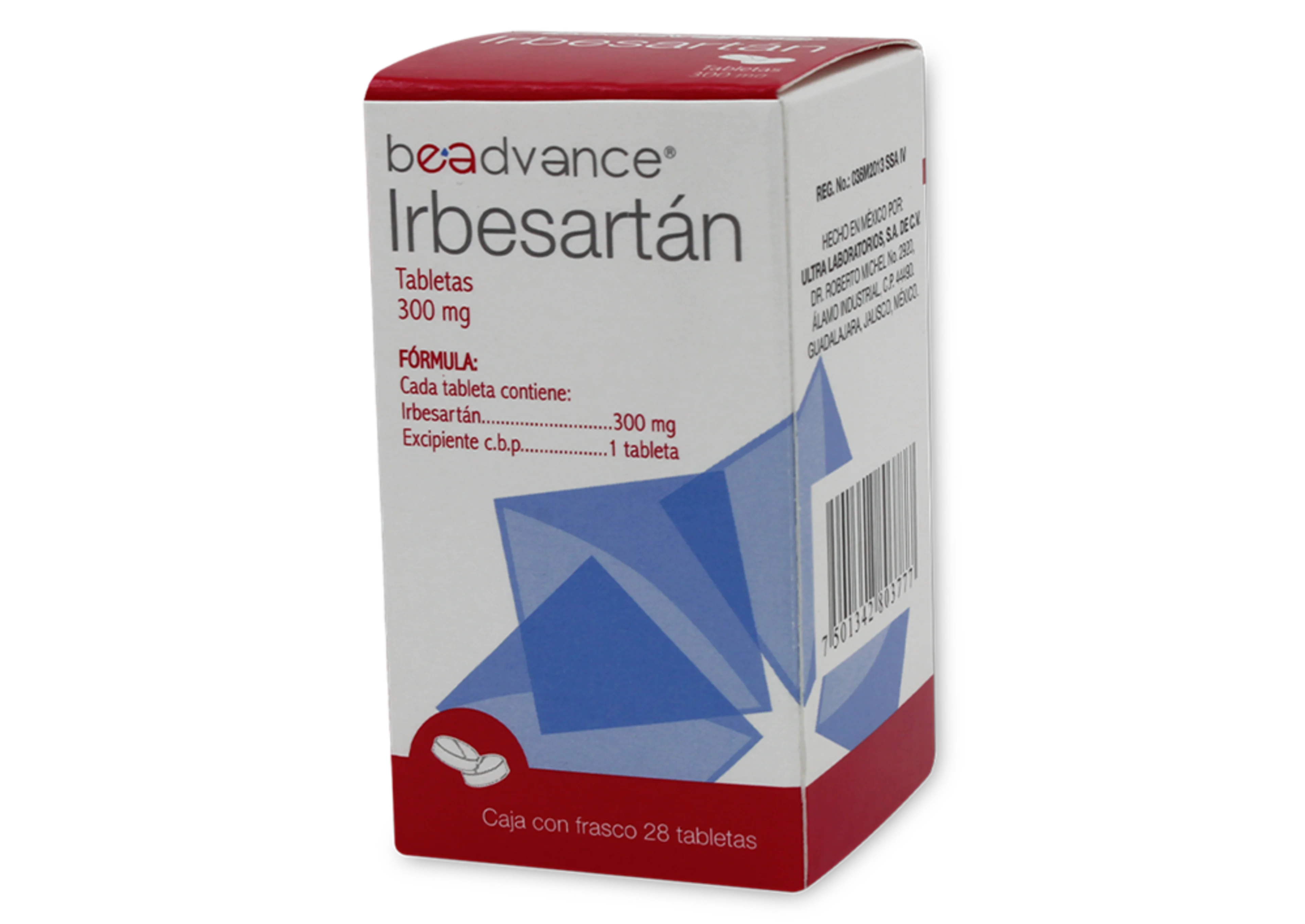 Irbesartán 300 Mg Con 28 Tabletas