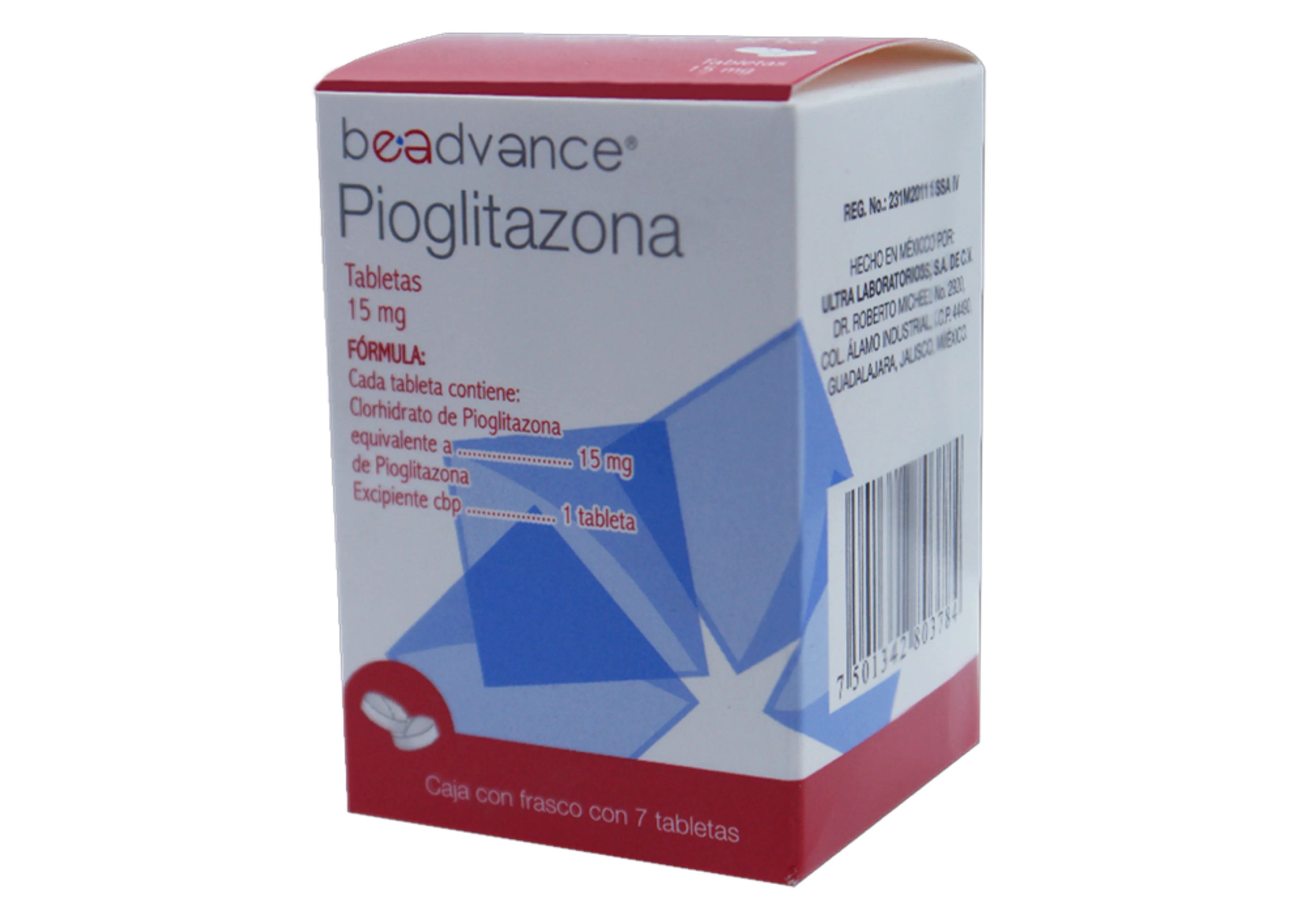 Pioglitazona 15 Mg Con 7 Tabletas