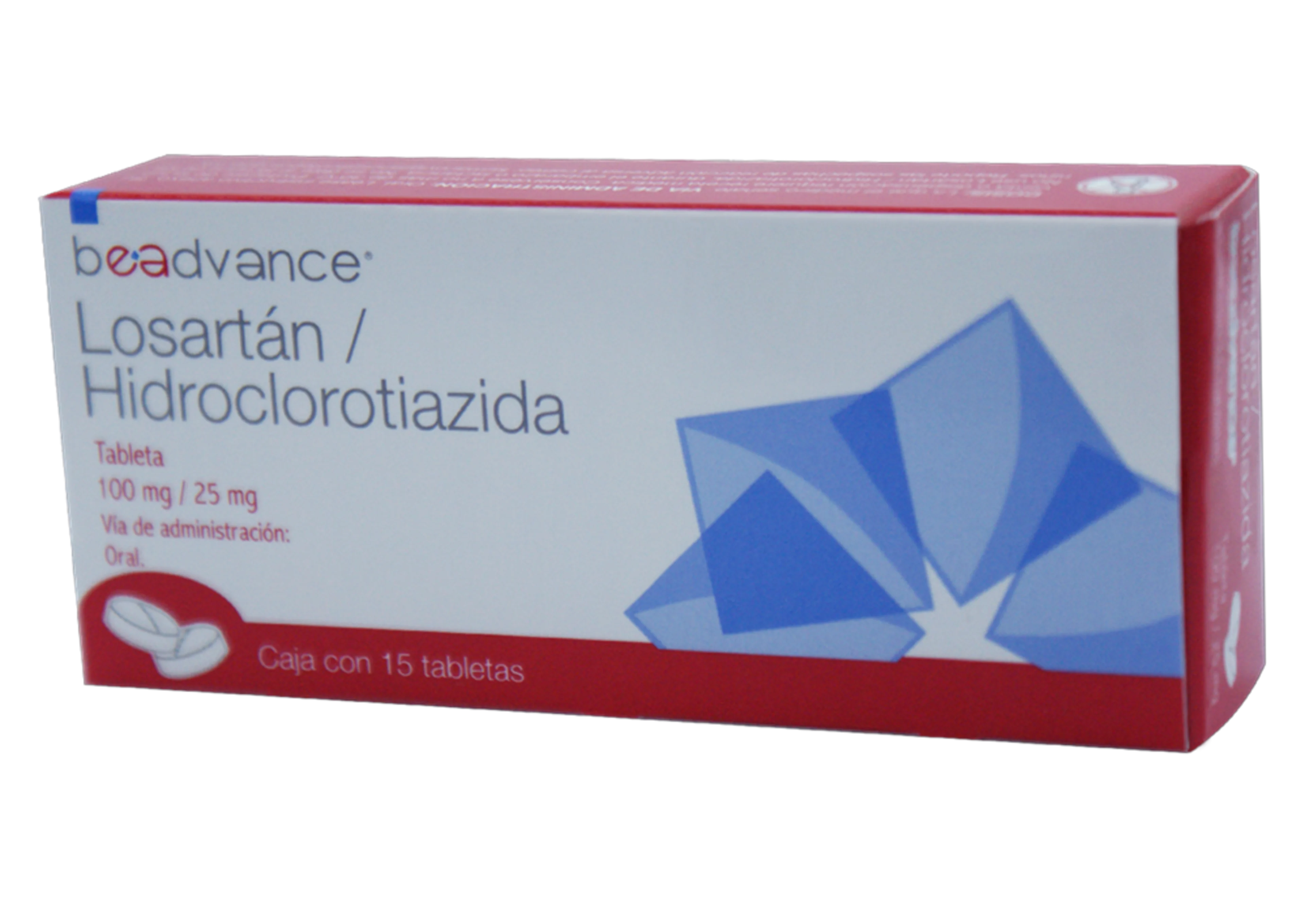 Losartán, Hidroclorotiazida 100/25 Mg Con 15 Tabletas