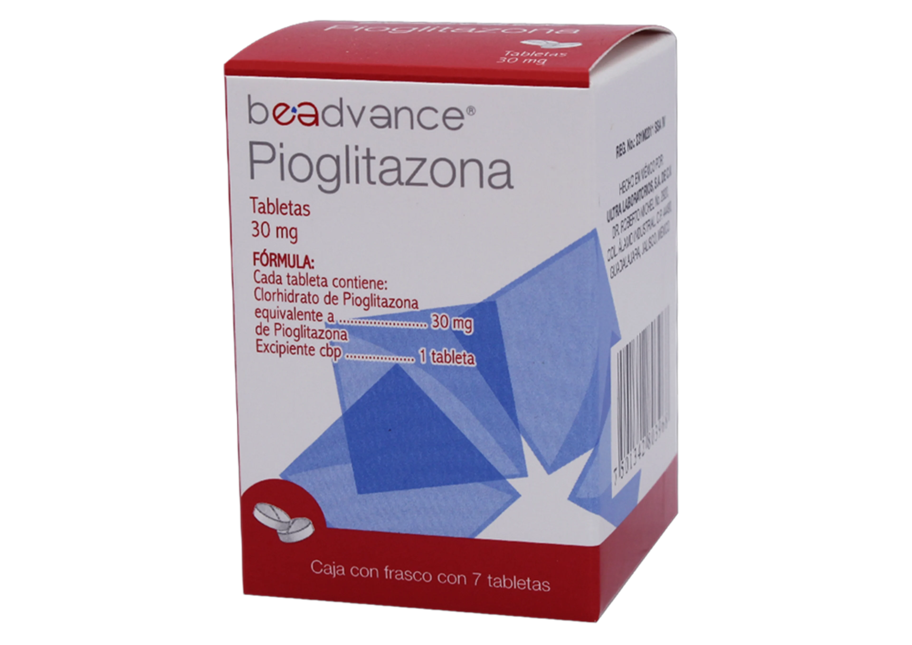 Pioglitazona 30 Mg Con 7 Tabletas