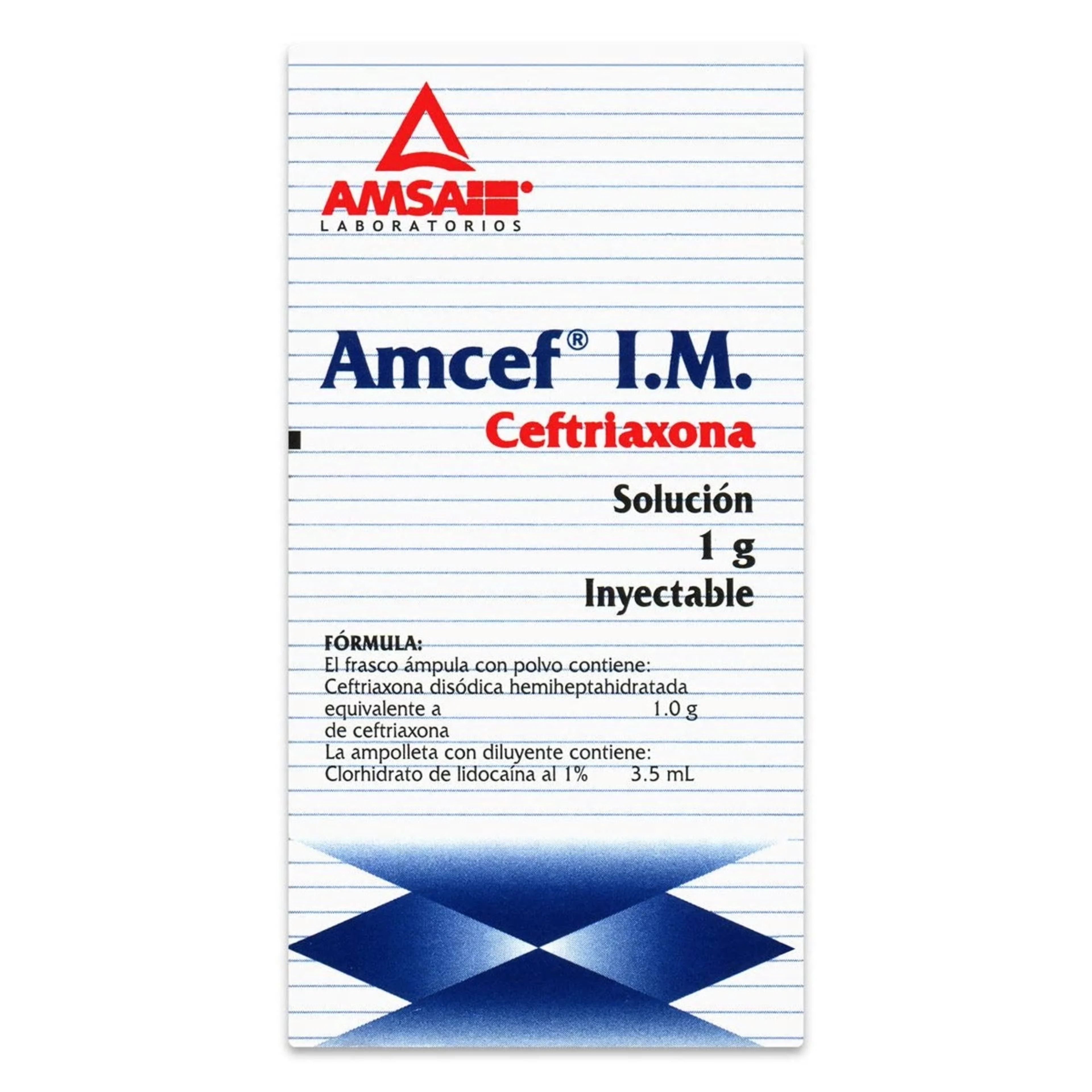 Amcef Im Ceftriaxona 1 G Solución Inyectable 3.5Ml