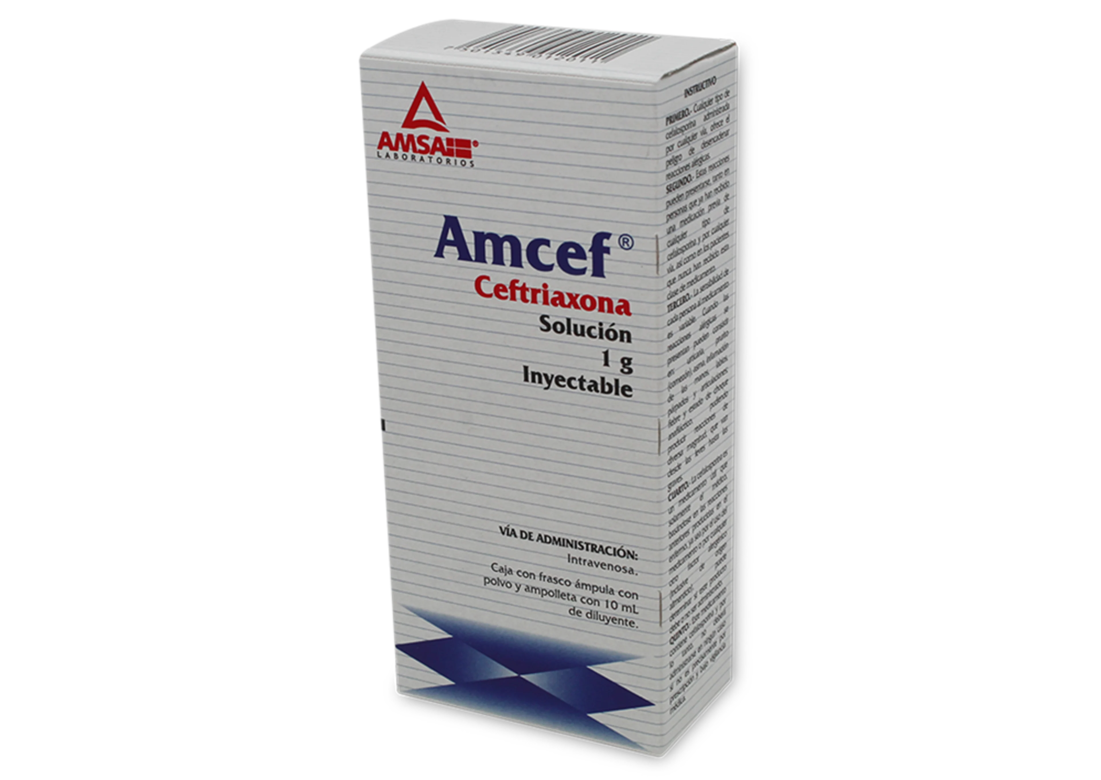 Amcef Ceftriaxona 1 G Solución Inyectable 10 Ml