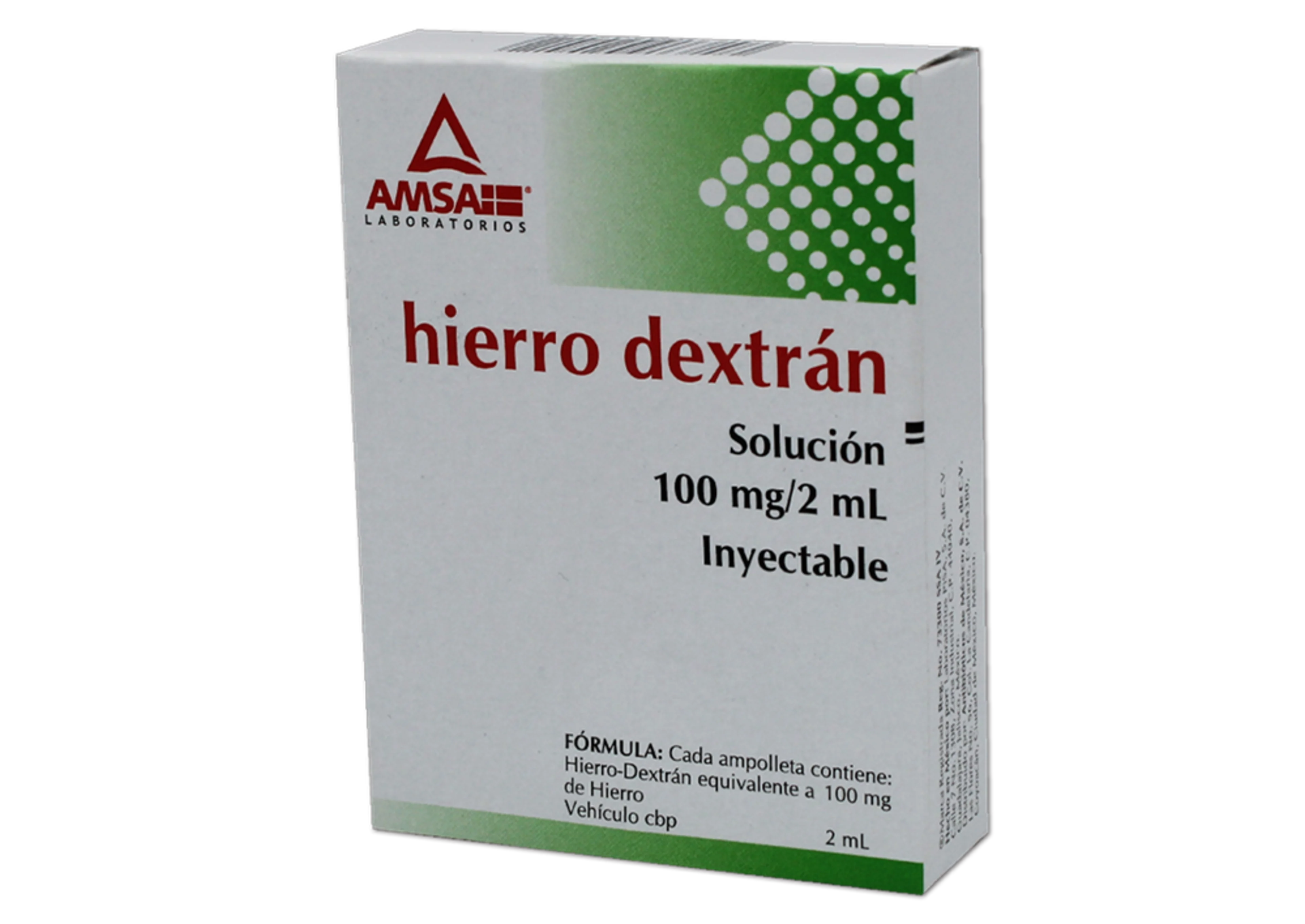 Hierro Dextrán 100 Mg Con 3 Ampolletas 2 Ml