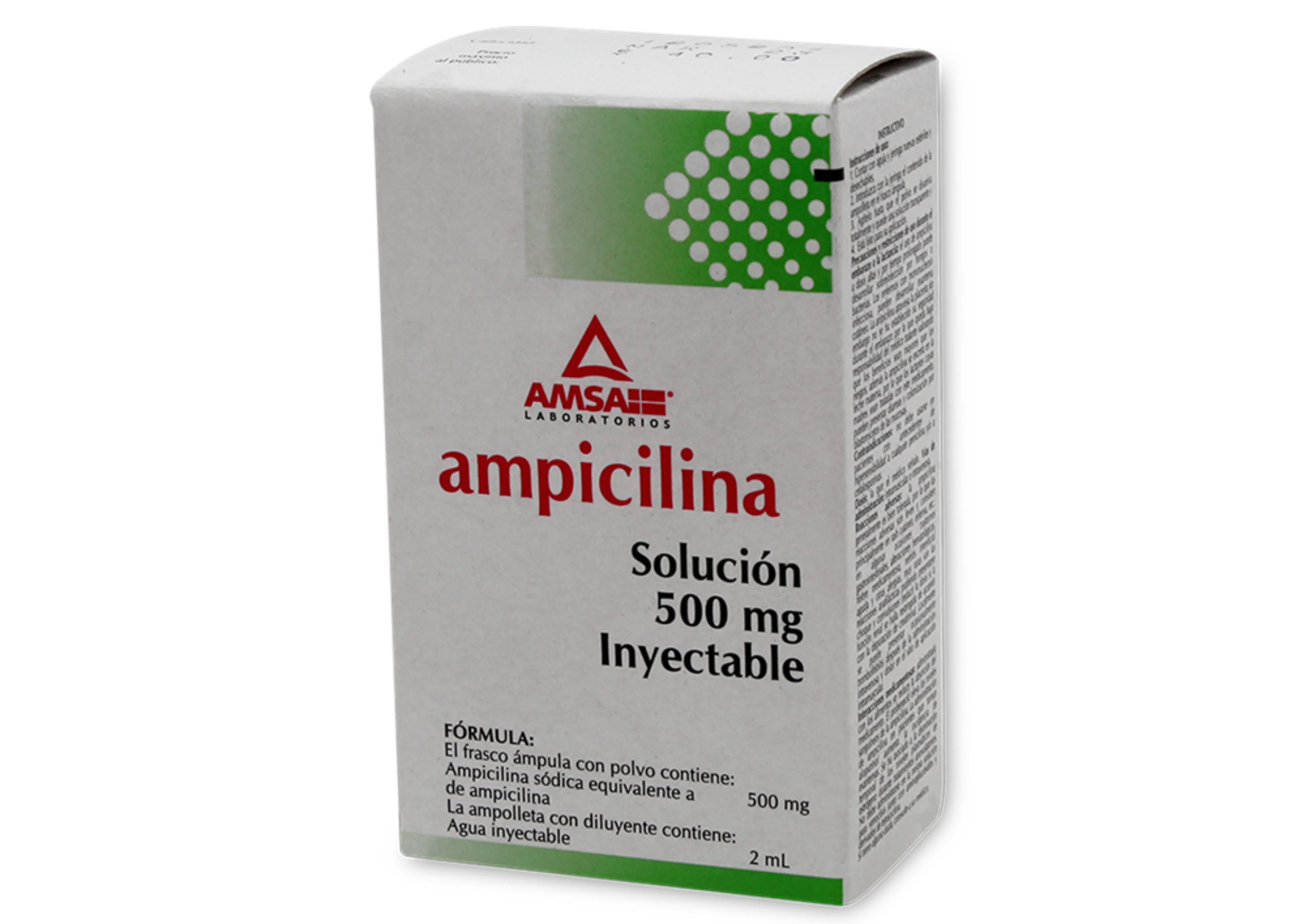 Ampicilina 500 Mg Solución Inyectable Frasco Con Ámpula 2 Ml