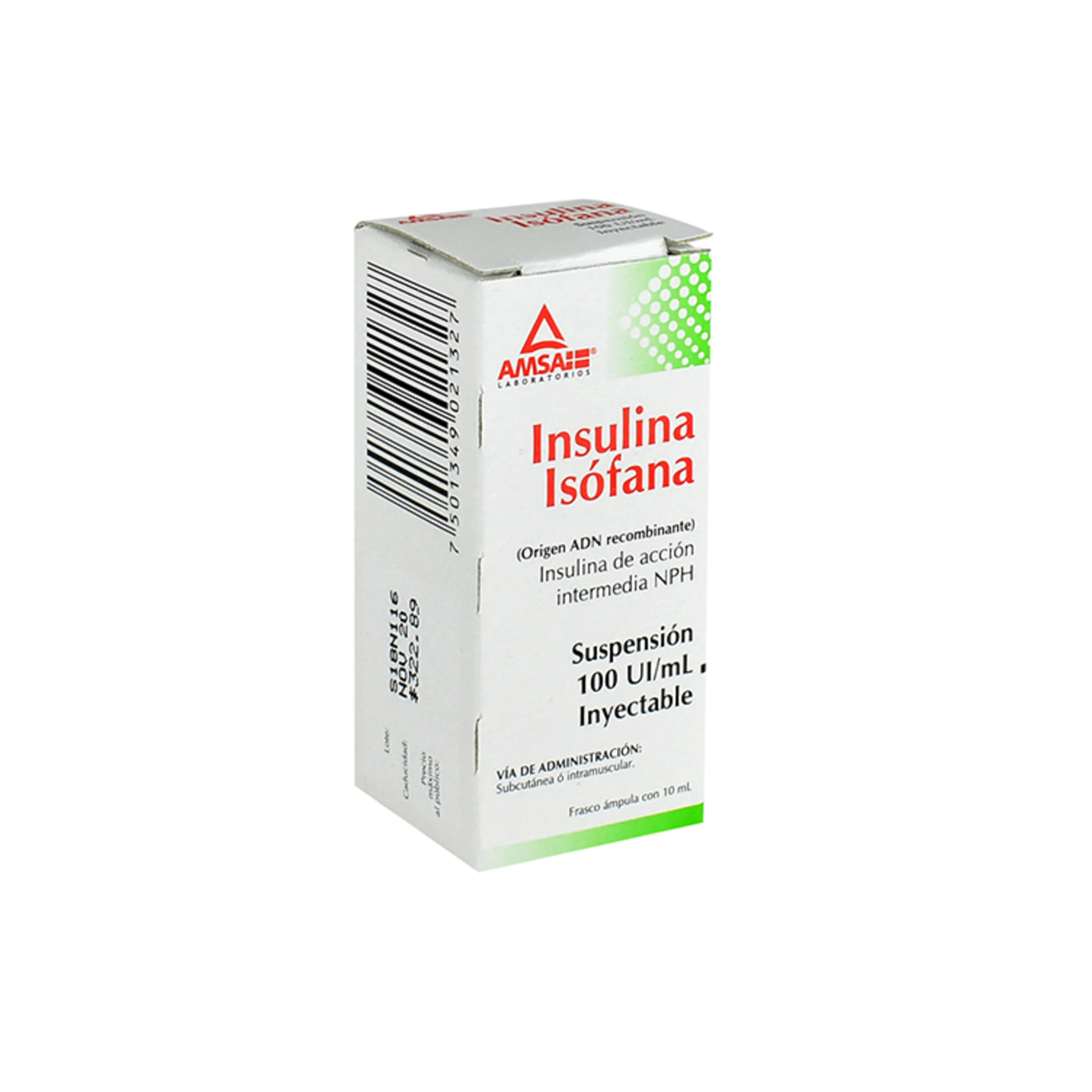 Insulina Isófana 100 Ui Con 1 Frasco Ámpula De 10 Ml