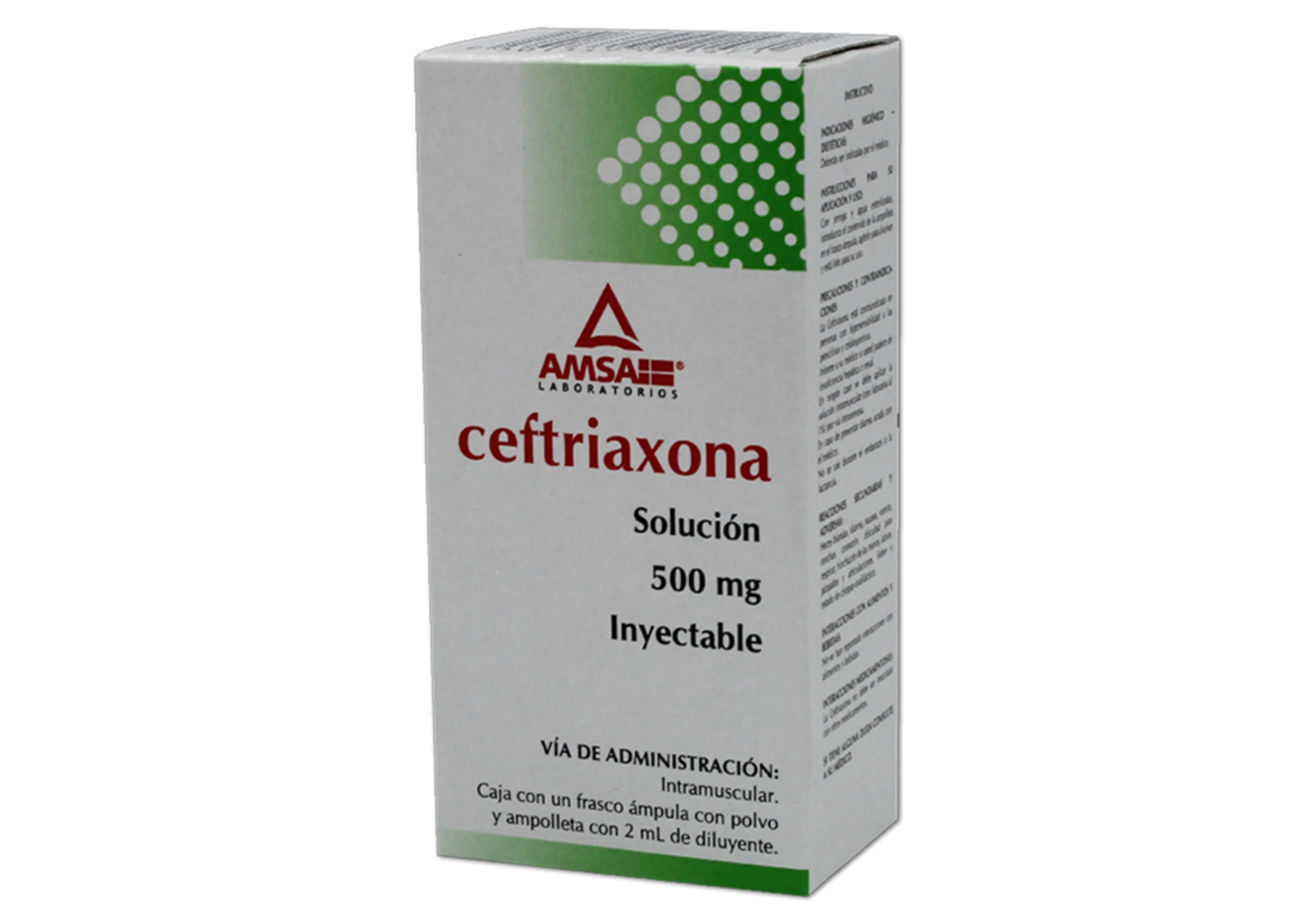 Ceftriaxona Im 500 Mg Solución Inyectable 2 Ml
