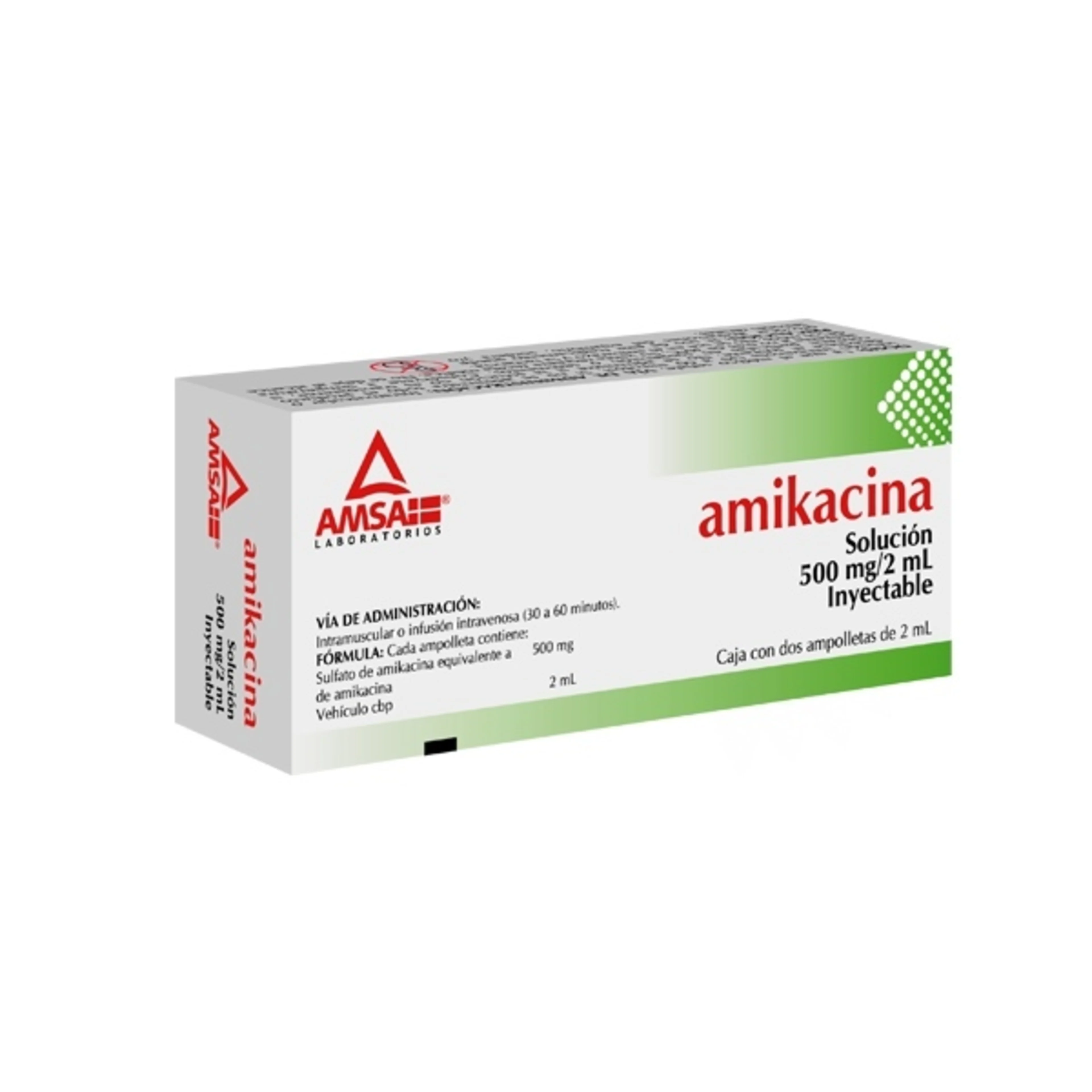 Amikacina 500 Mg Solución Inyectable 2 Ampolletas 2Ml
