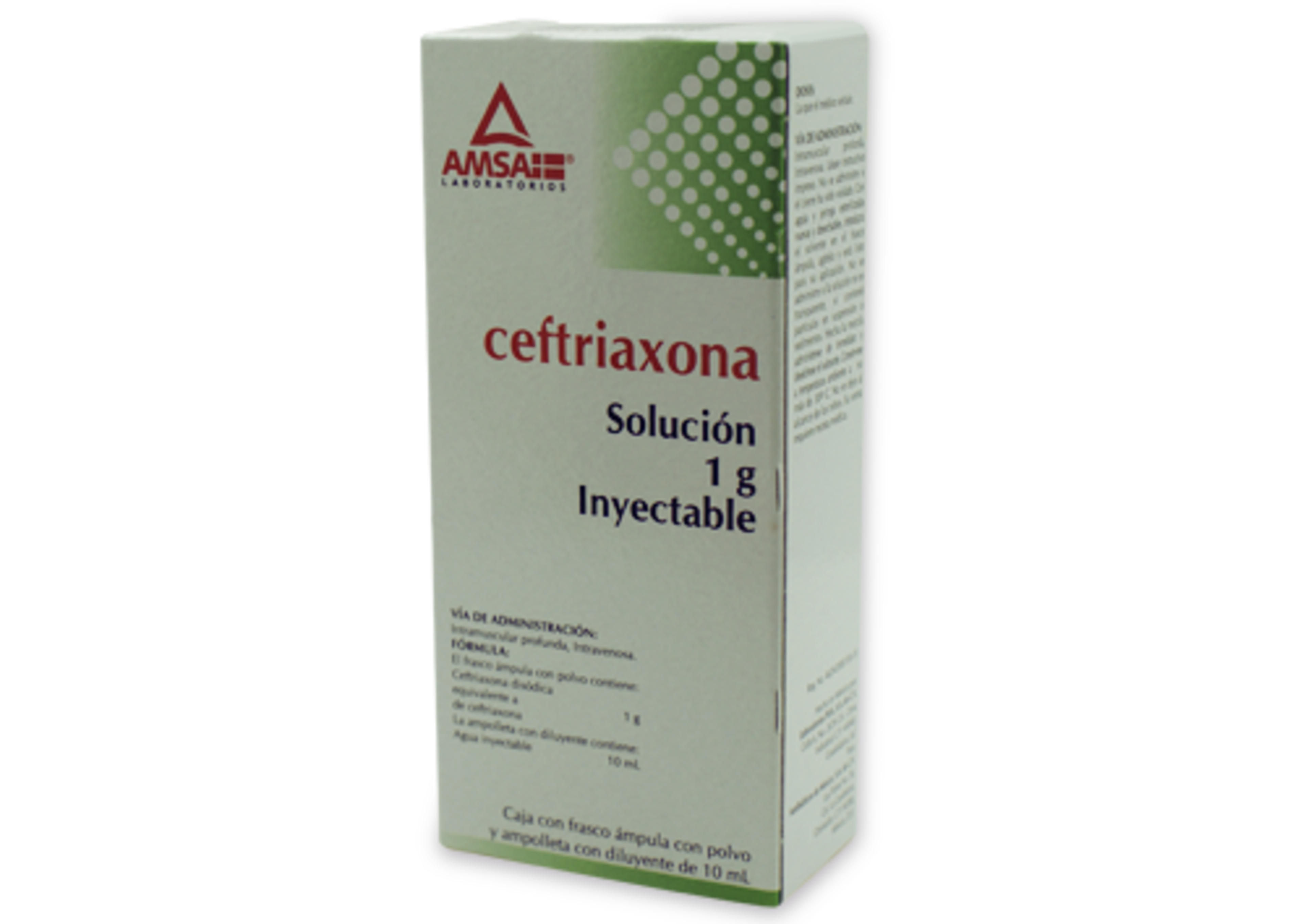 Ceftriaxona Iv 1 G Solución Inyectable Frasco Ámpula 10 Ml