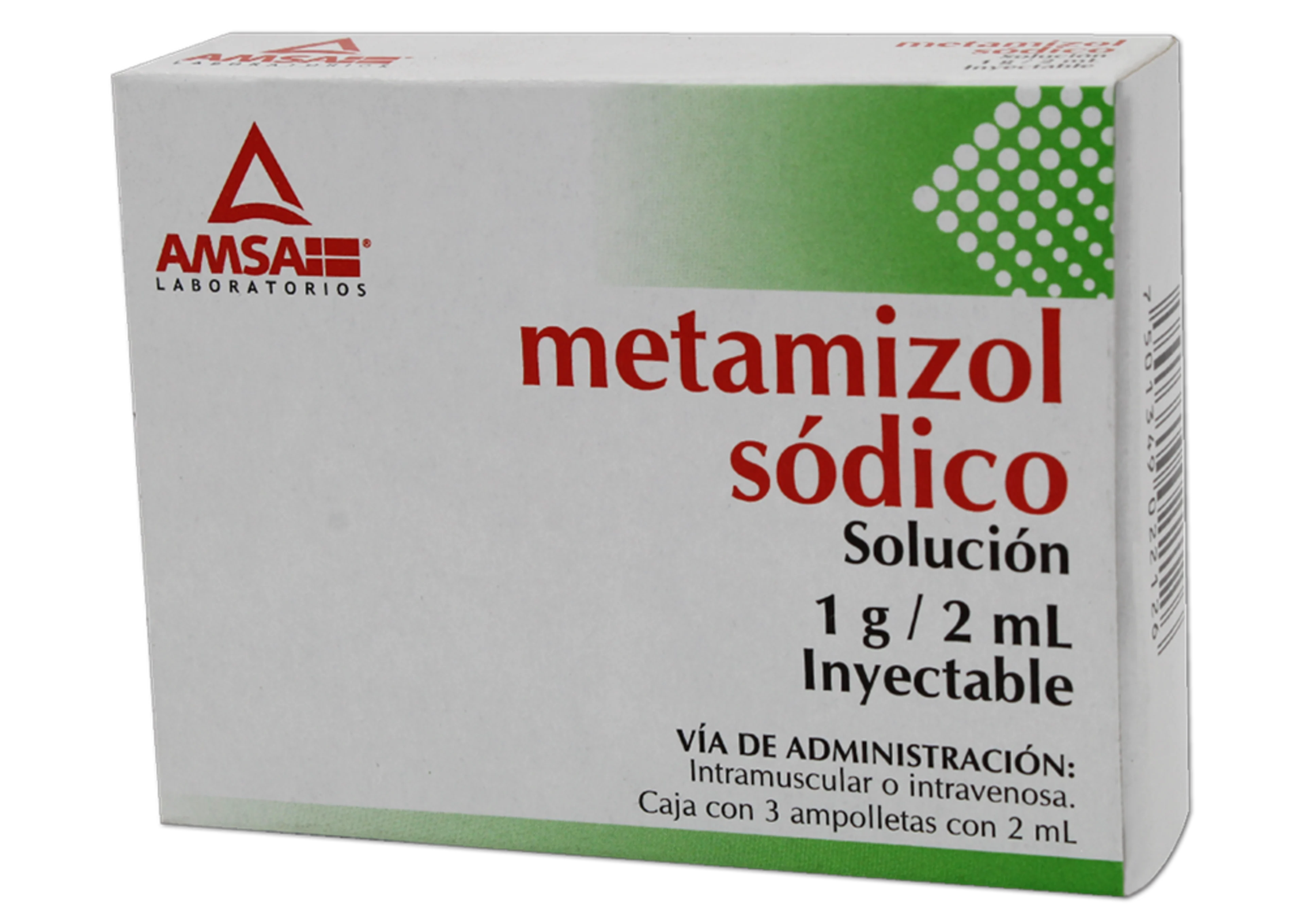 Metamizol Sódico 1 G Solución Inyectable Con 3 Ampolletas (Amsa)