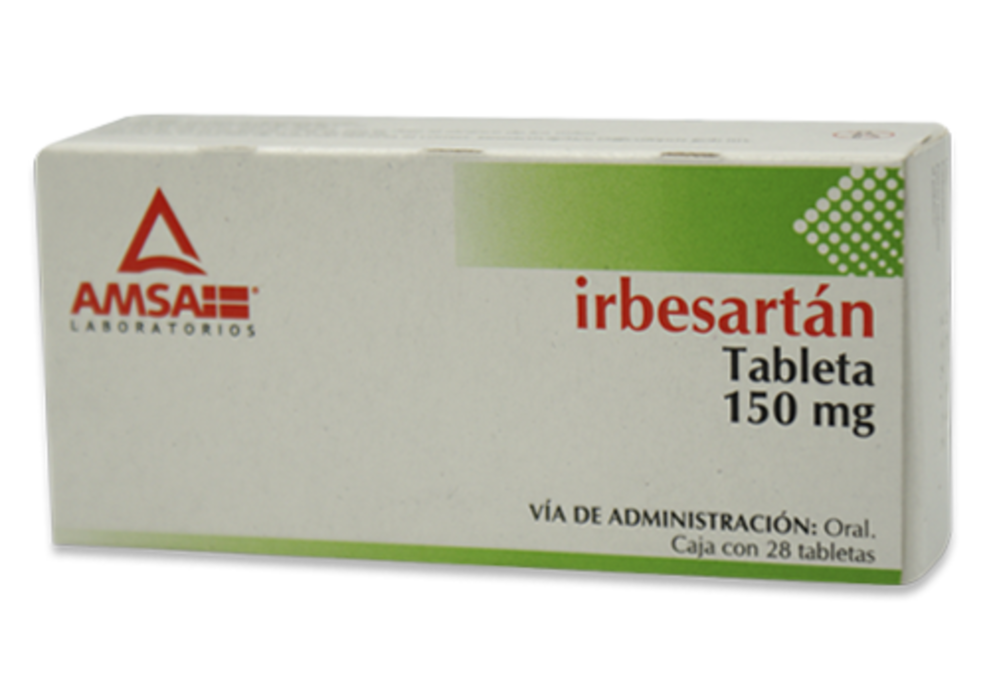 Irbesartán 150 Mg Con 28 Tabletas (Amsa)