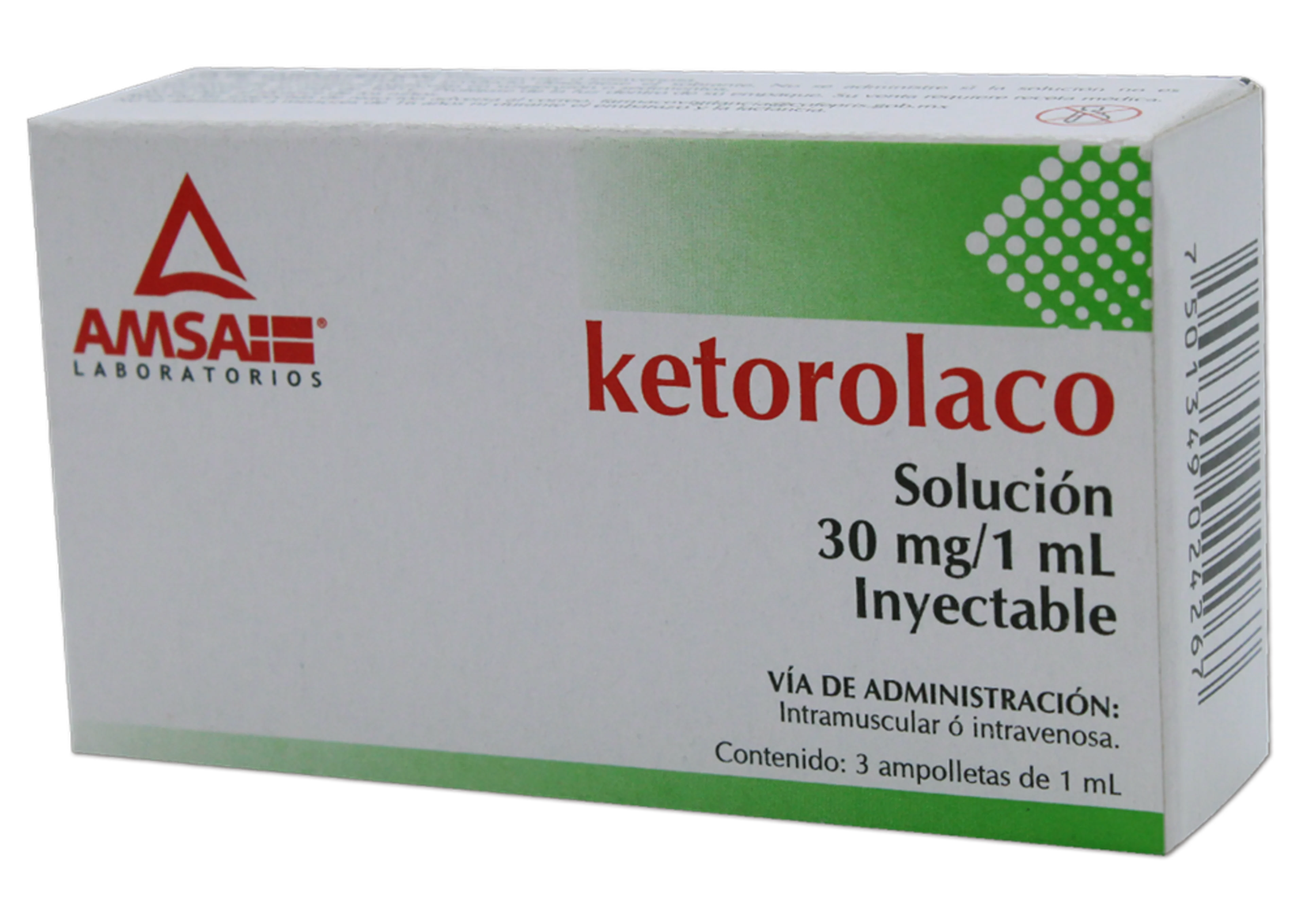 Ketorolaco 30 Mg Con 3 Ampolletas Solución Inyectable