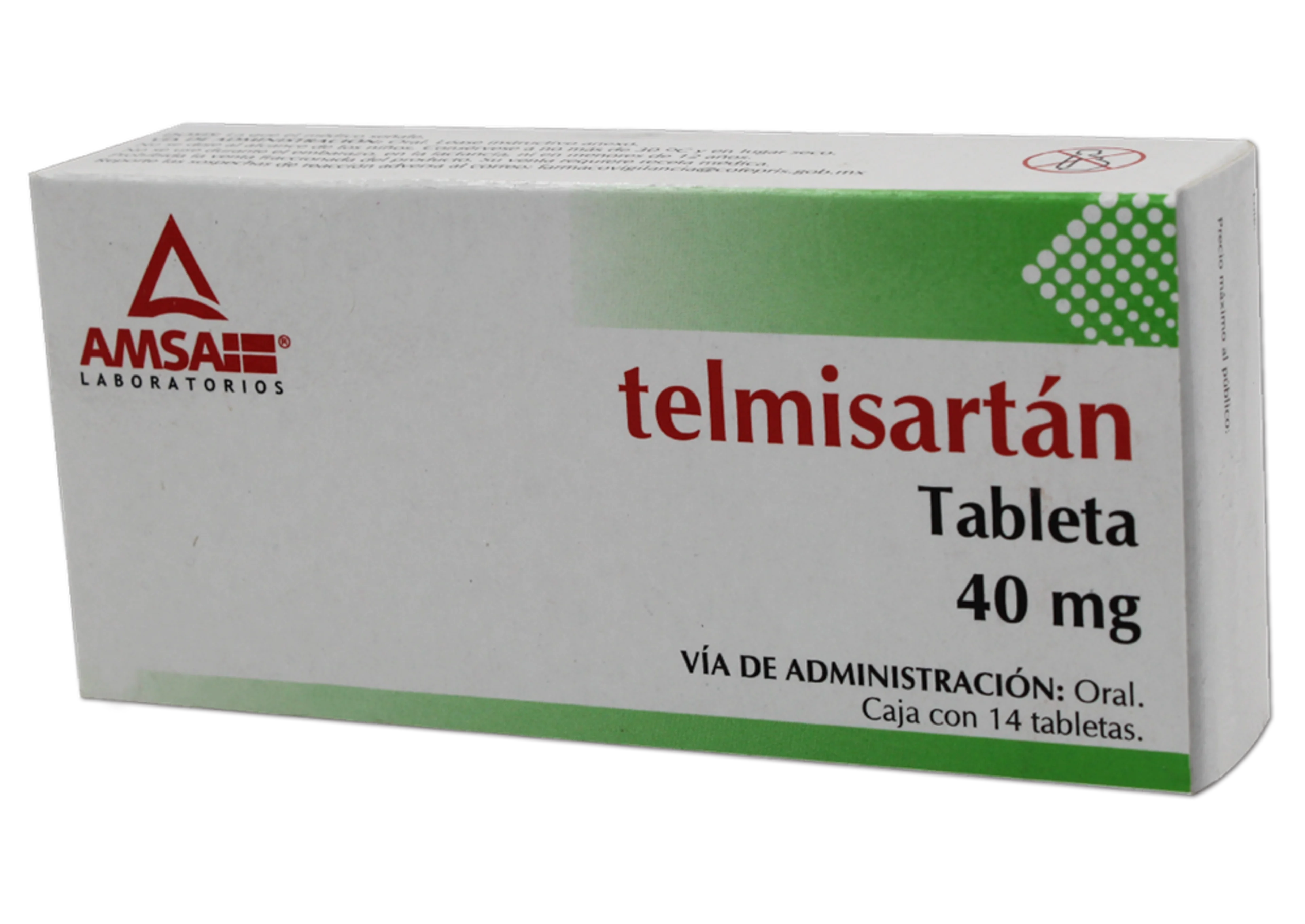 Telmisartán 40 Mg Con 14 Tabletas (Amsa)