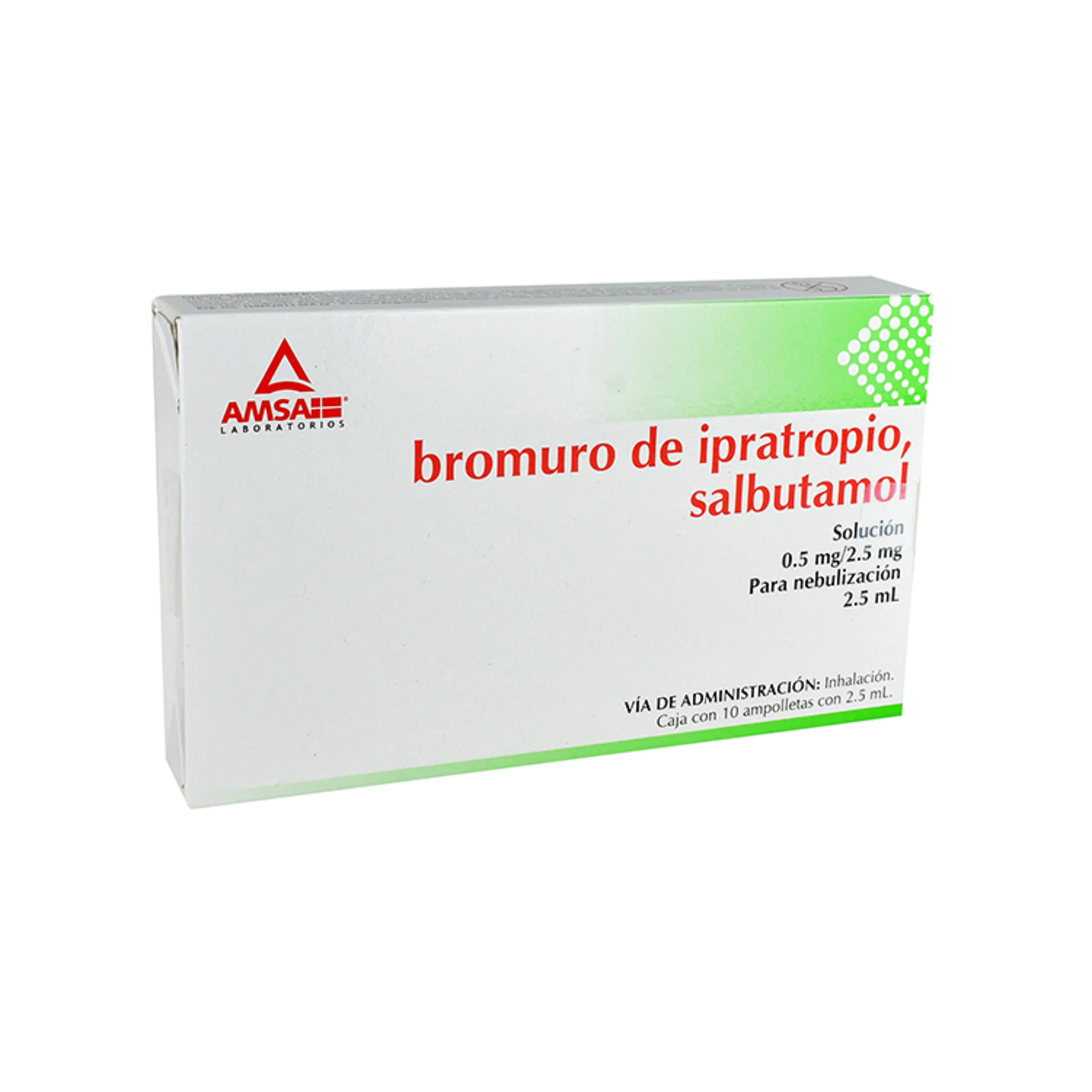 Bromuro De Ipratropio, Salbutamol 0.5/2.5 Mg Con 10 Solución Para Nebulización