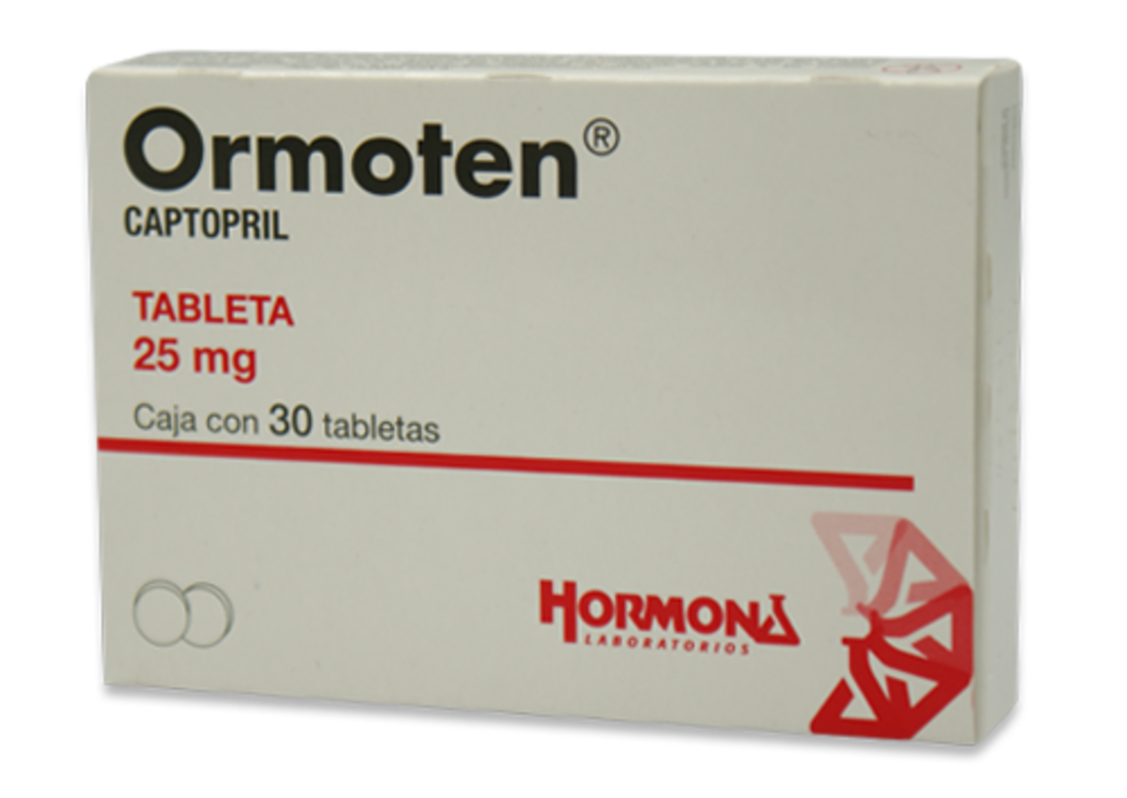Ormoten captopril 25 mg con 30 tabletas