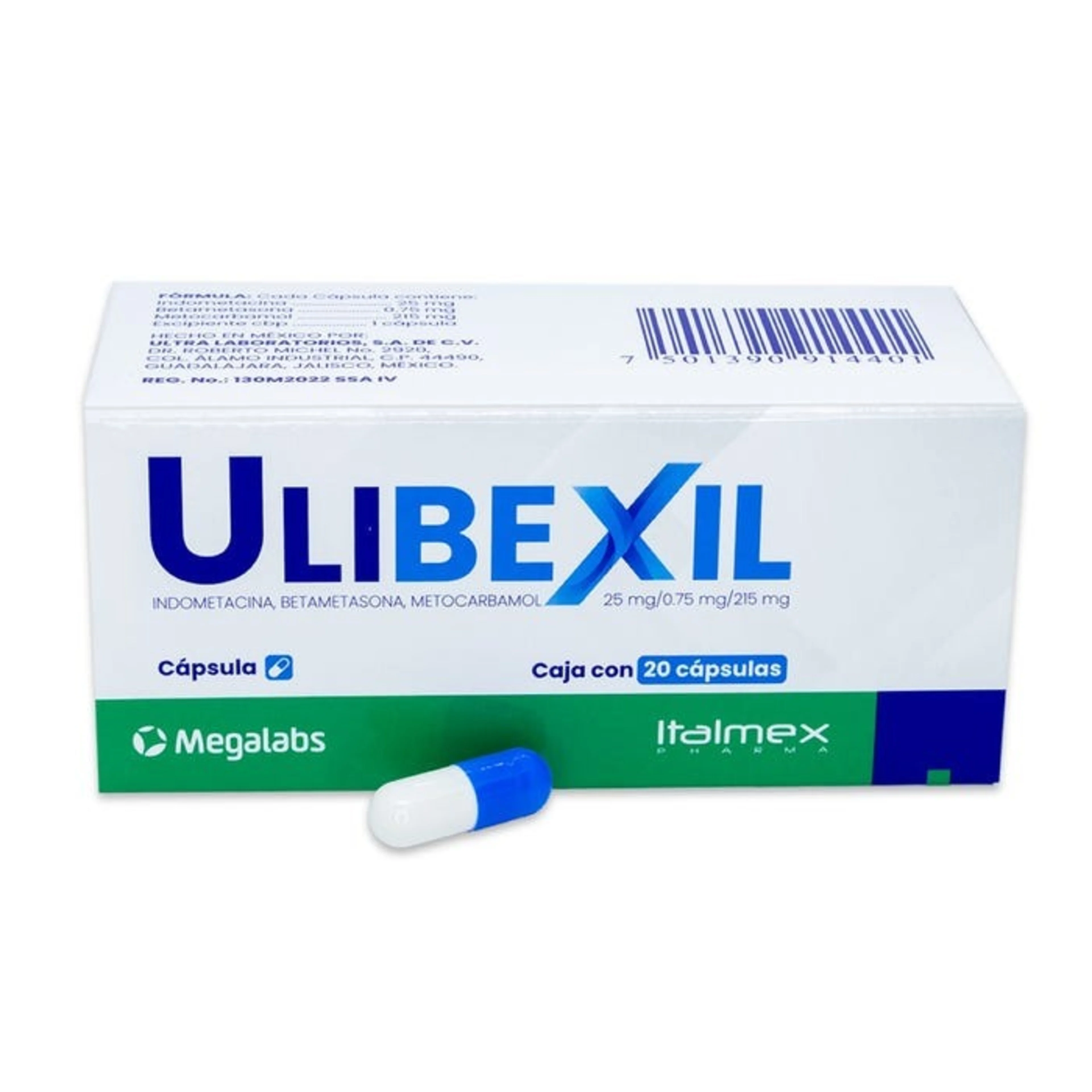 Ulibexil 25/0.75/215 Mg Con 20 Cápsulas