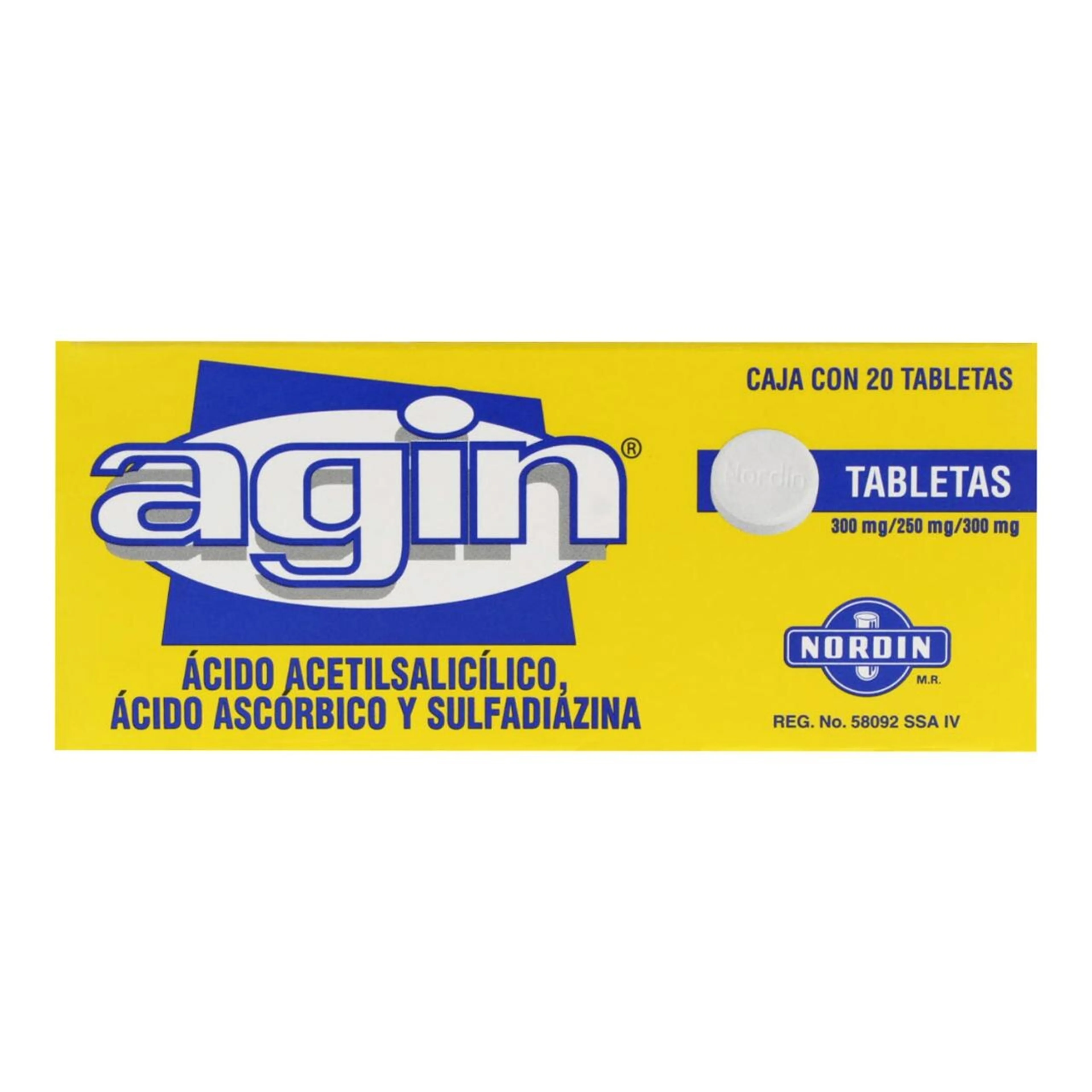 Agin 300/250/300 Mg Con 20 Tabletas