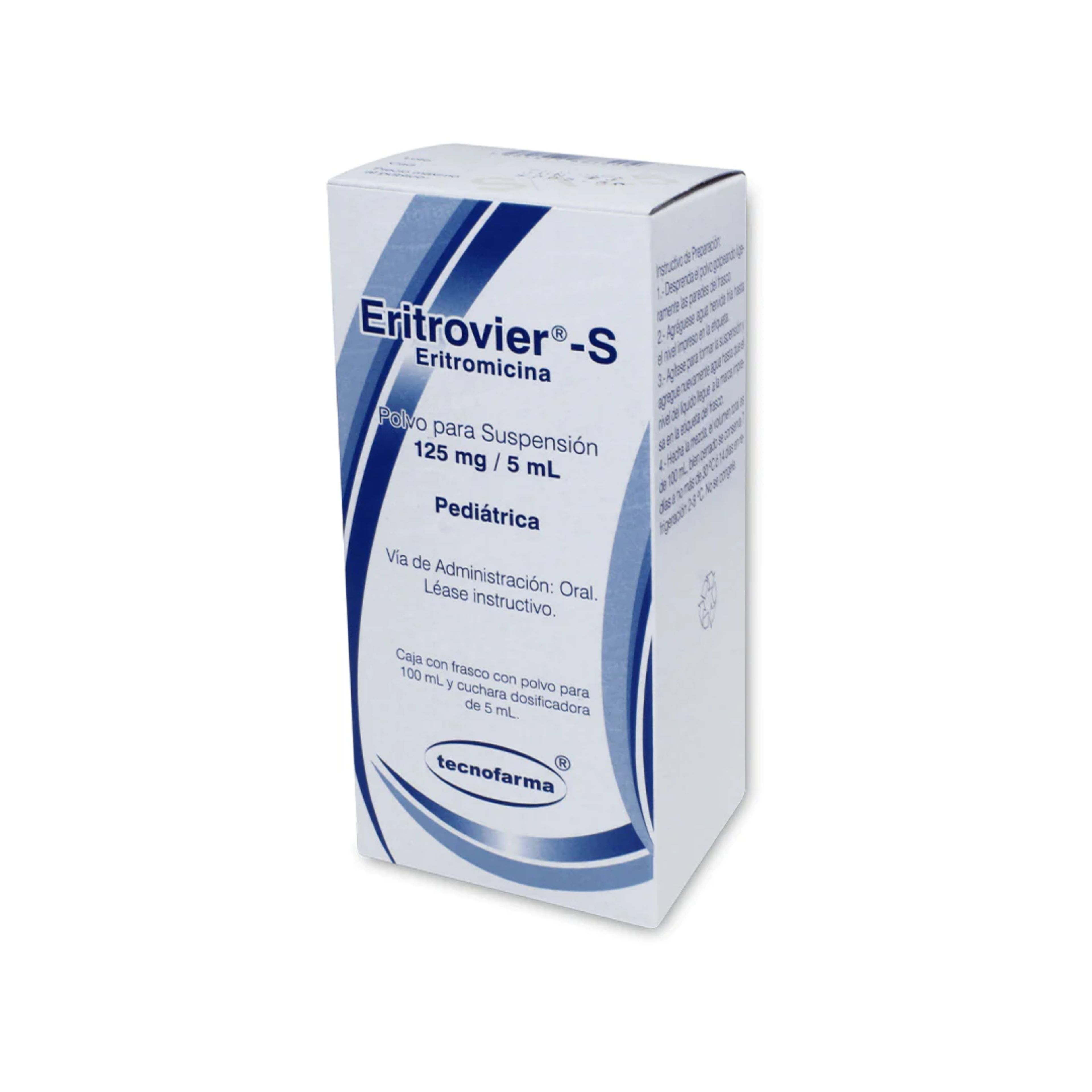 Eritrovier-S Eritromicina 125 Mg Con 100 Ml De Suspensión