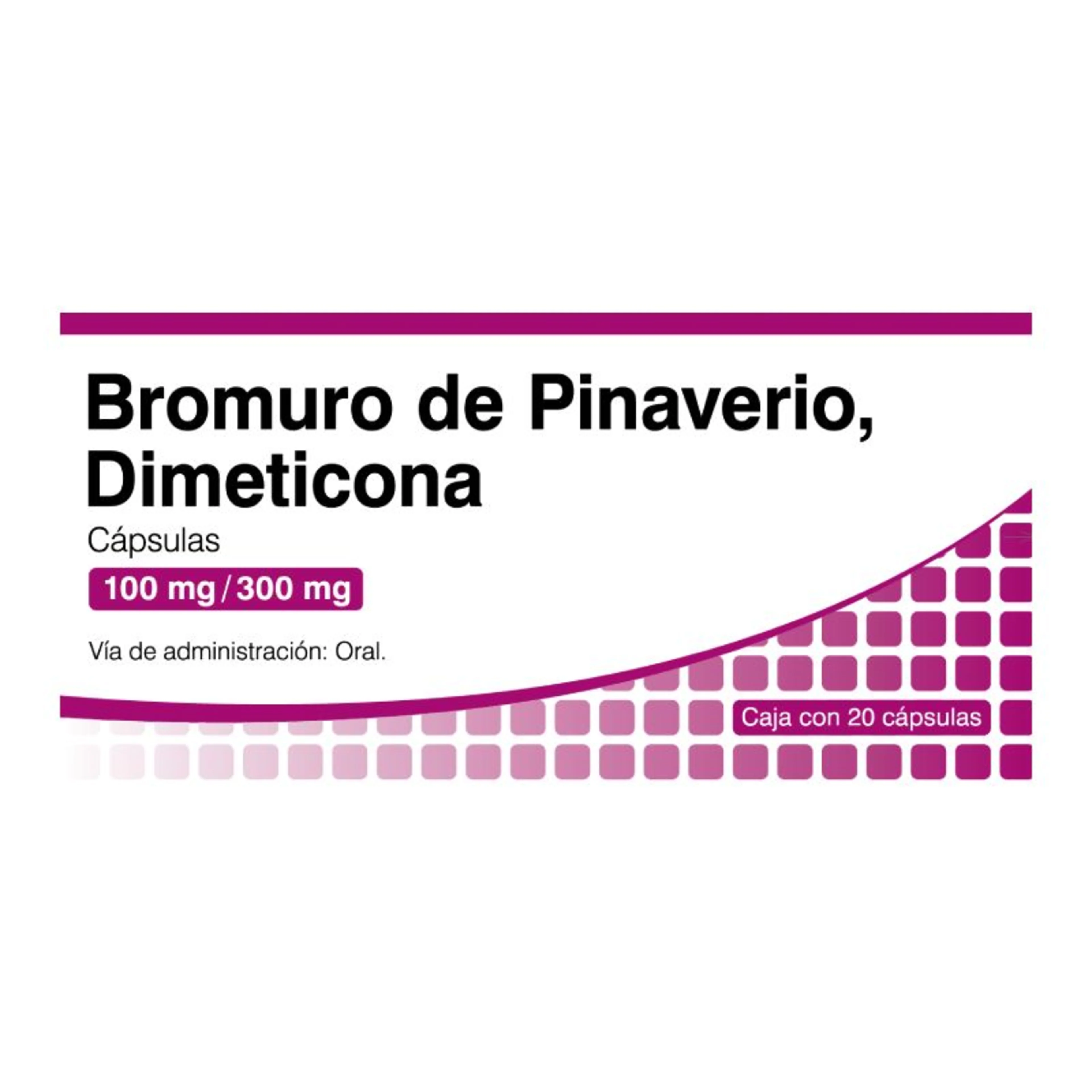 Bromudo de pinaverio 100 mg dimeticona 300 mg bro 20 cápsulas caja