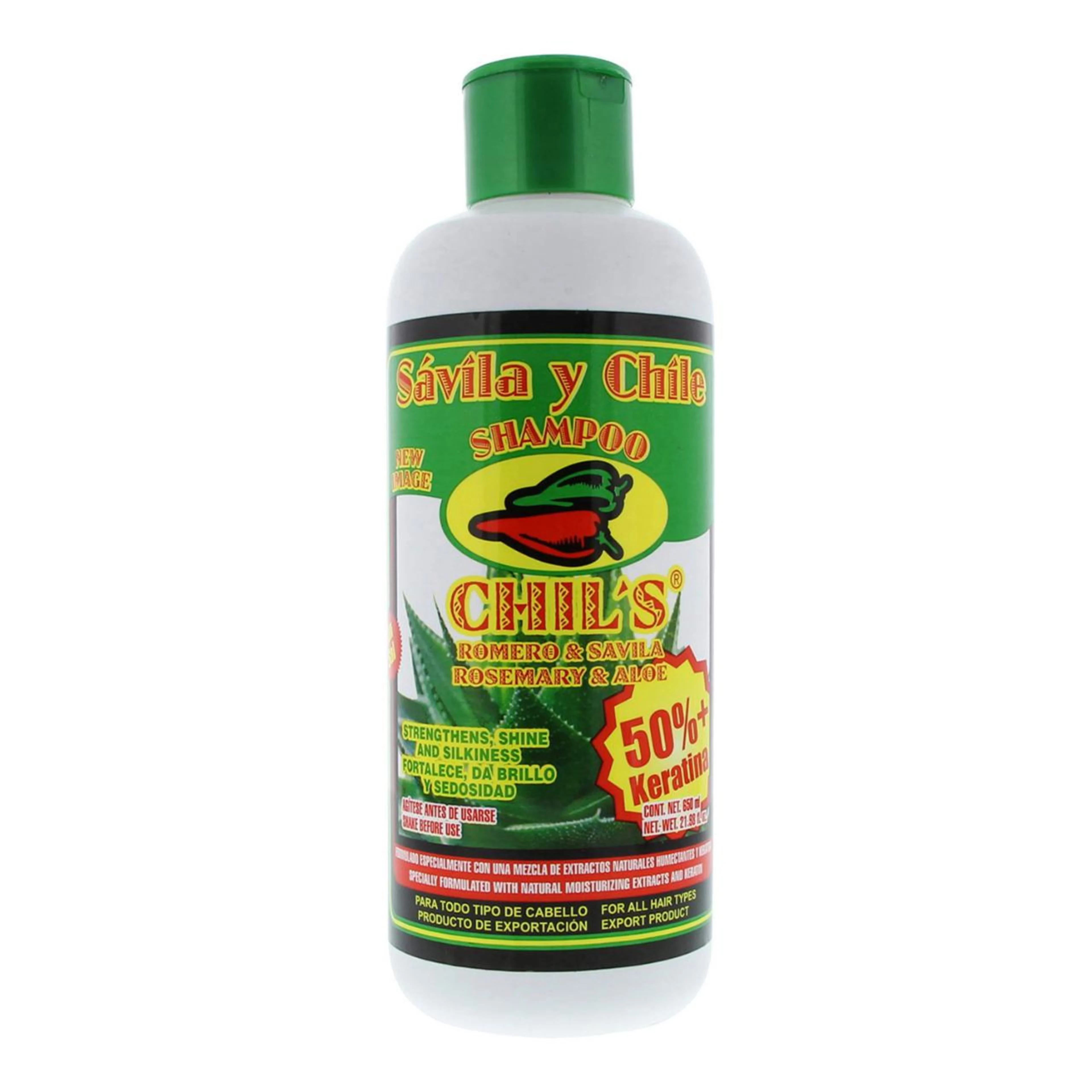 Shampoo chil’s con sábila y chile para todo tipo de cabello 650 ml.