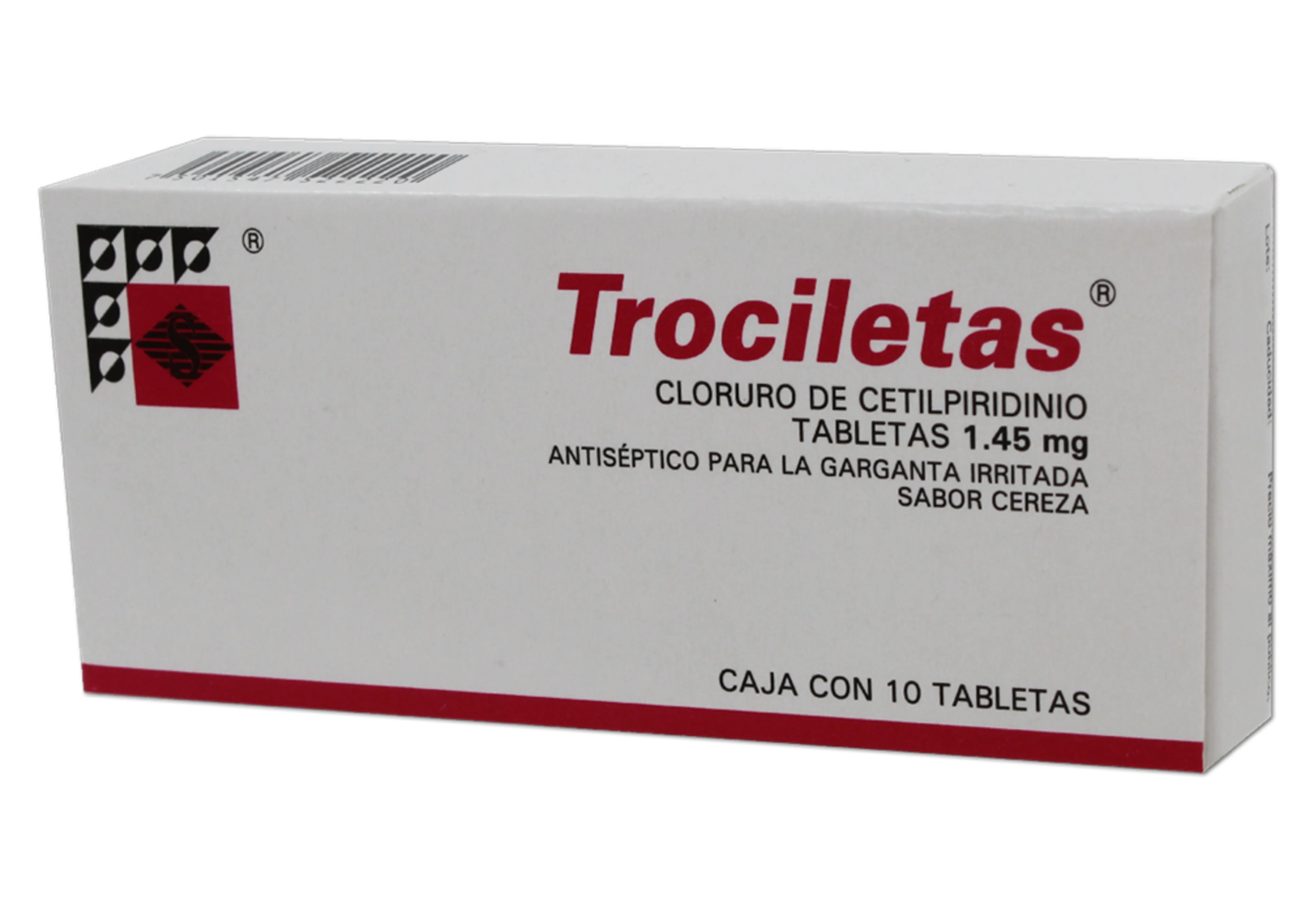Trociletas Cloruro De Cetilpiridino 1.45 Mg Con 10 Tabletas