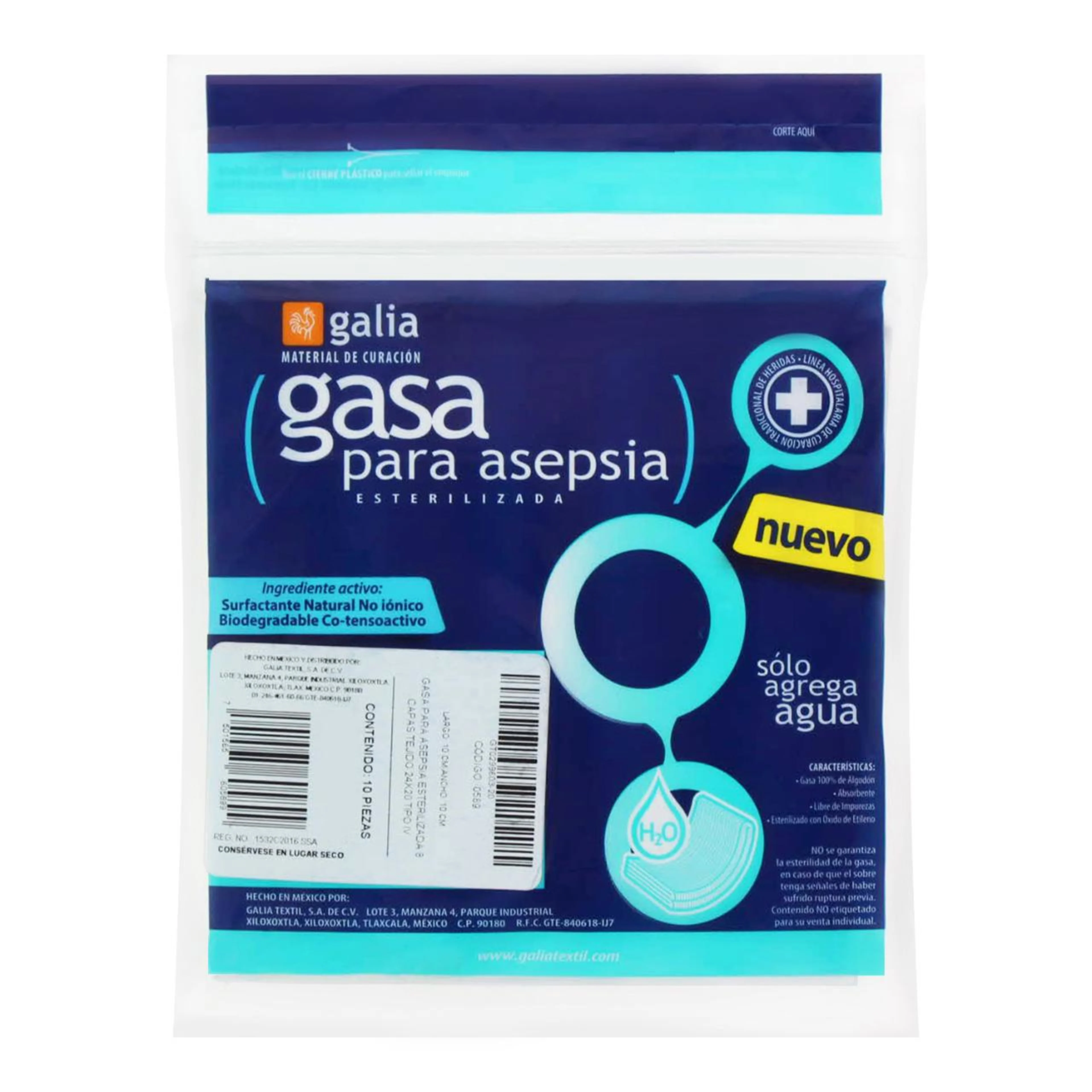 Galia Gasa Para Asepsia Esterilizada 10X10Cm 10 Sobres