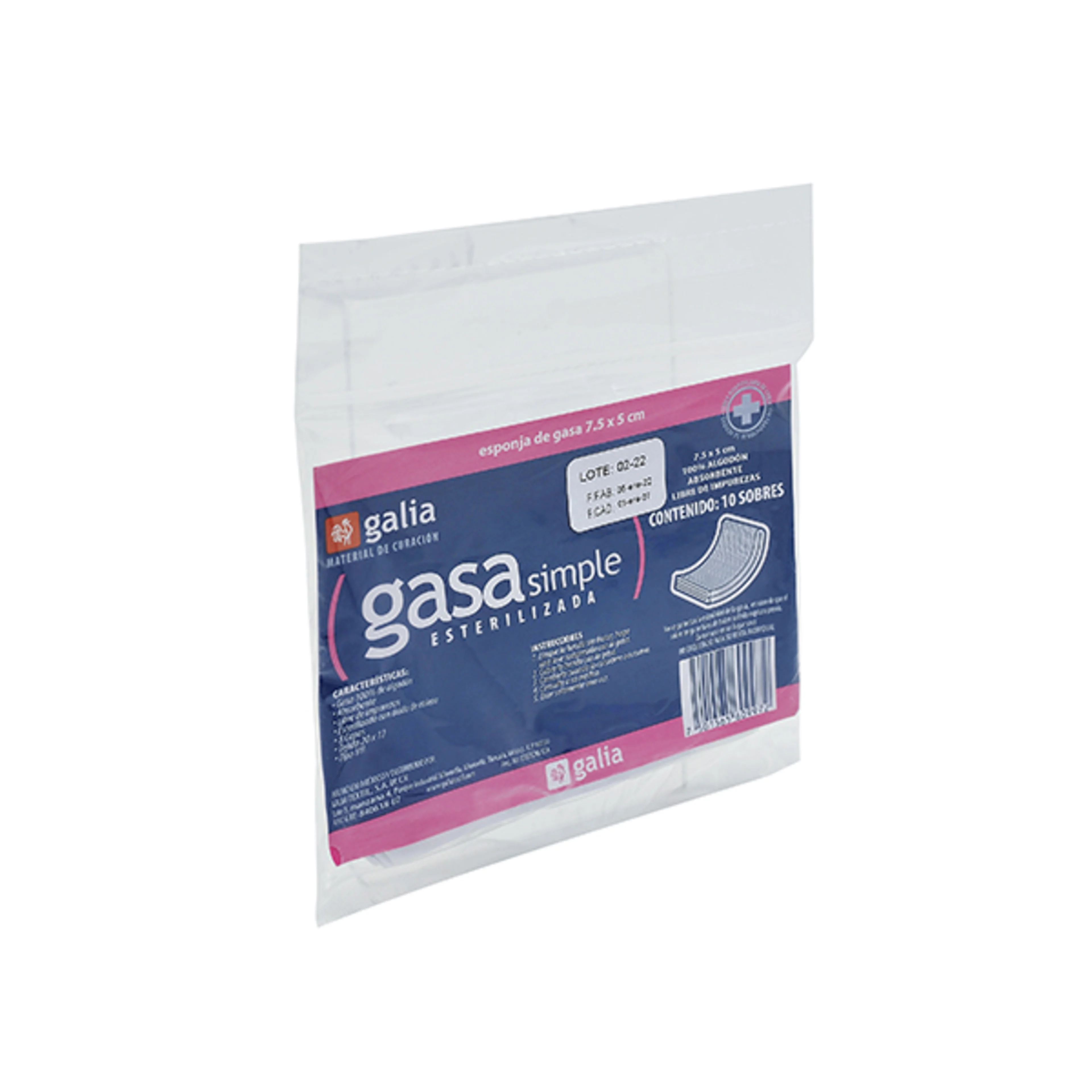 Galia Gasa Esterilizada 7.5X5Cm 10 Sobres
