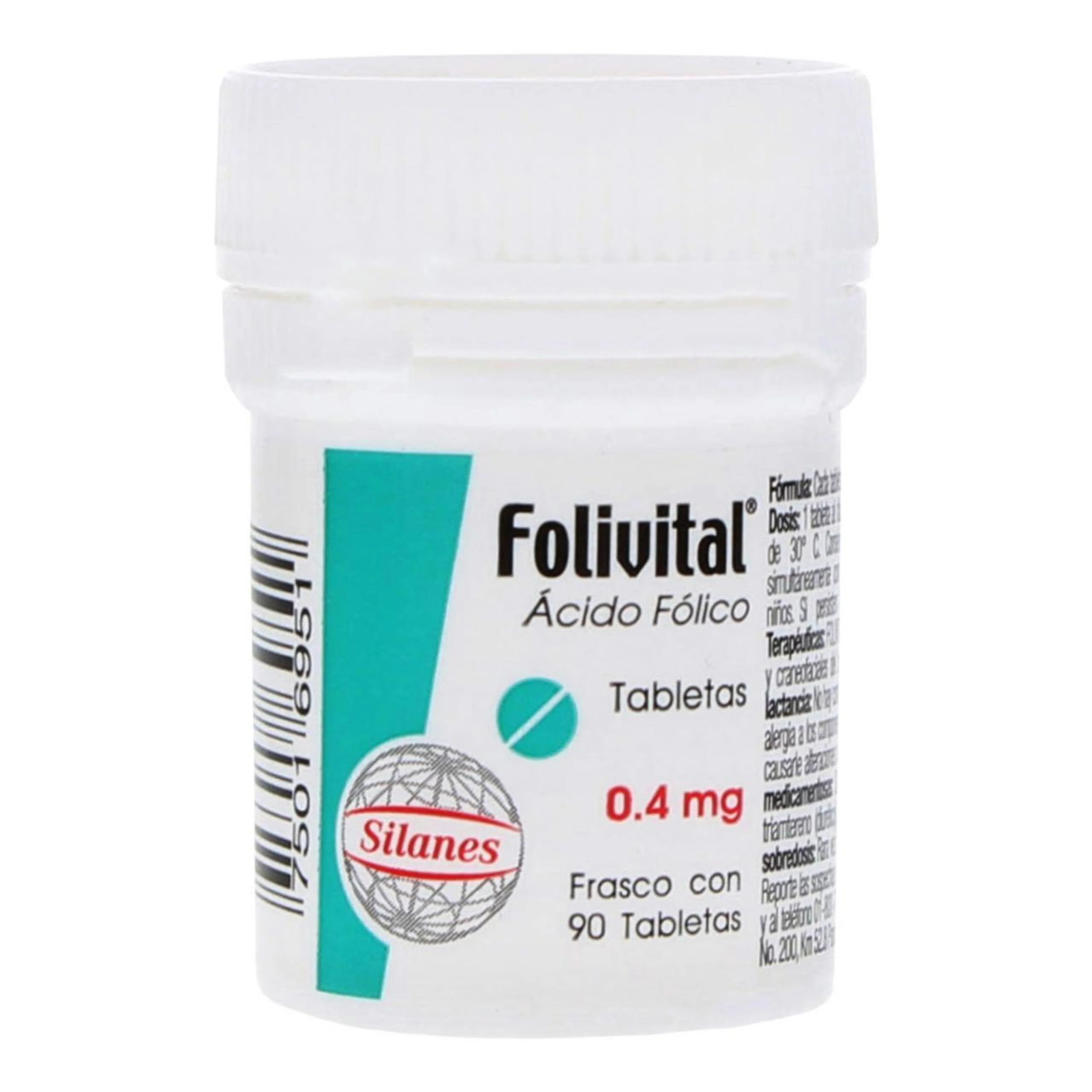 Folivital 0.4 mg 90 tabletas (Ácido fólico)