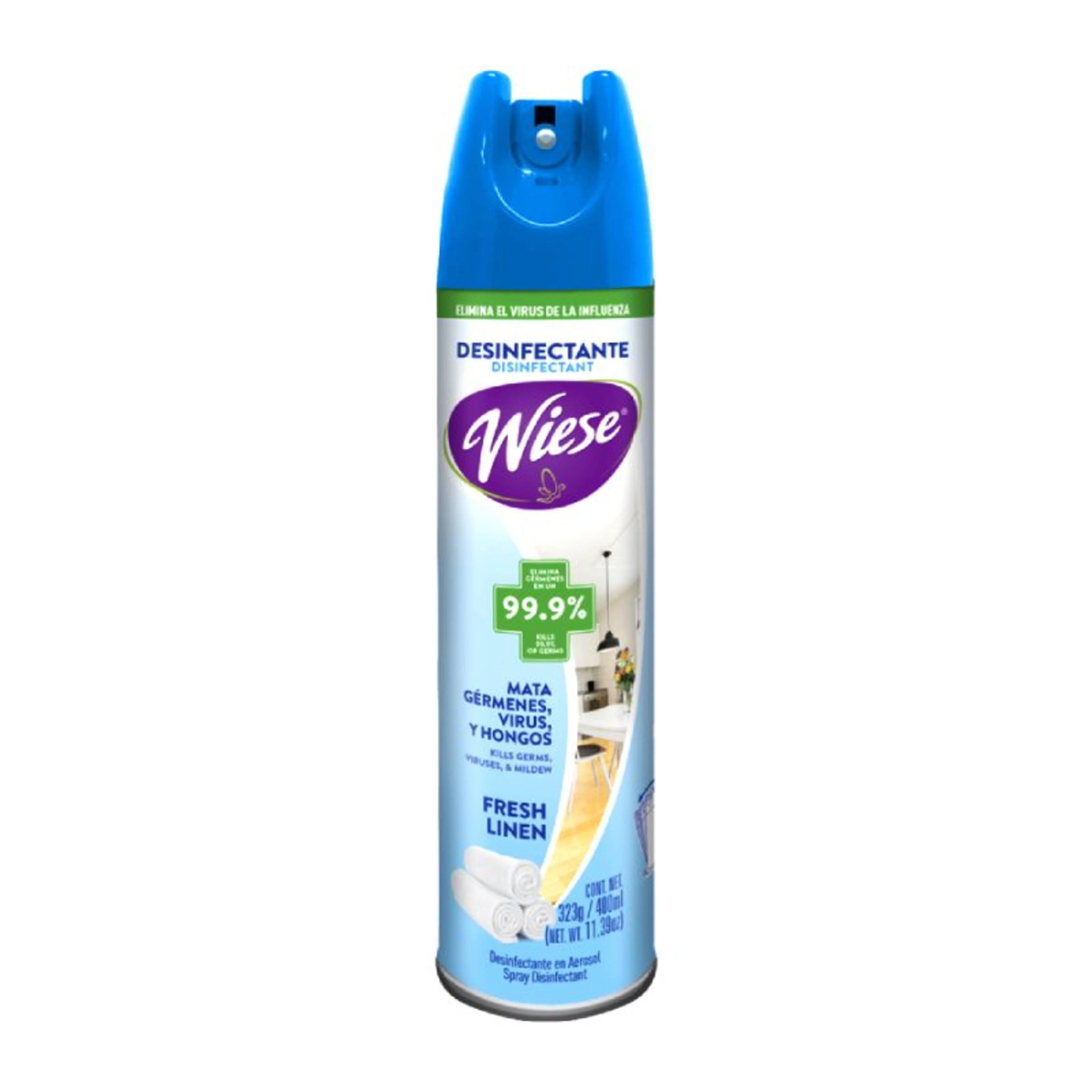 Wiese desinfectante fresh linen mata el 99% de bacterias virus y hongos 323 g aerosol