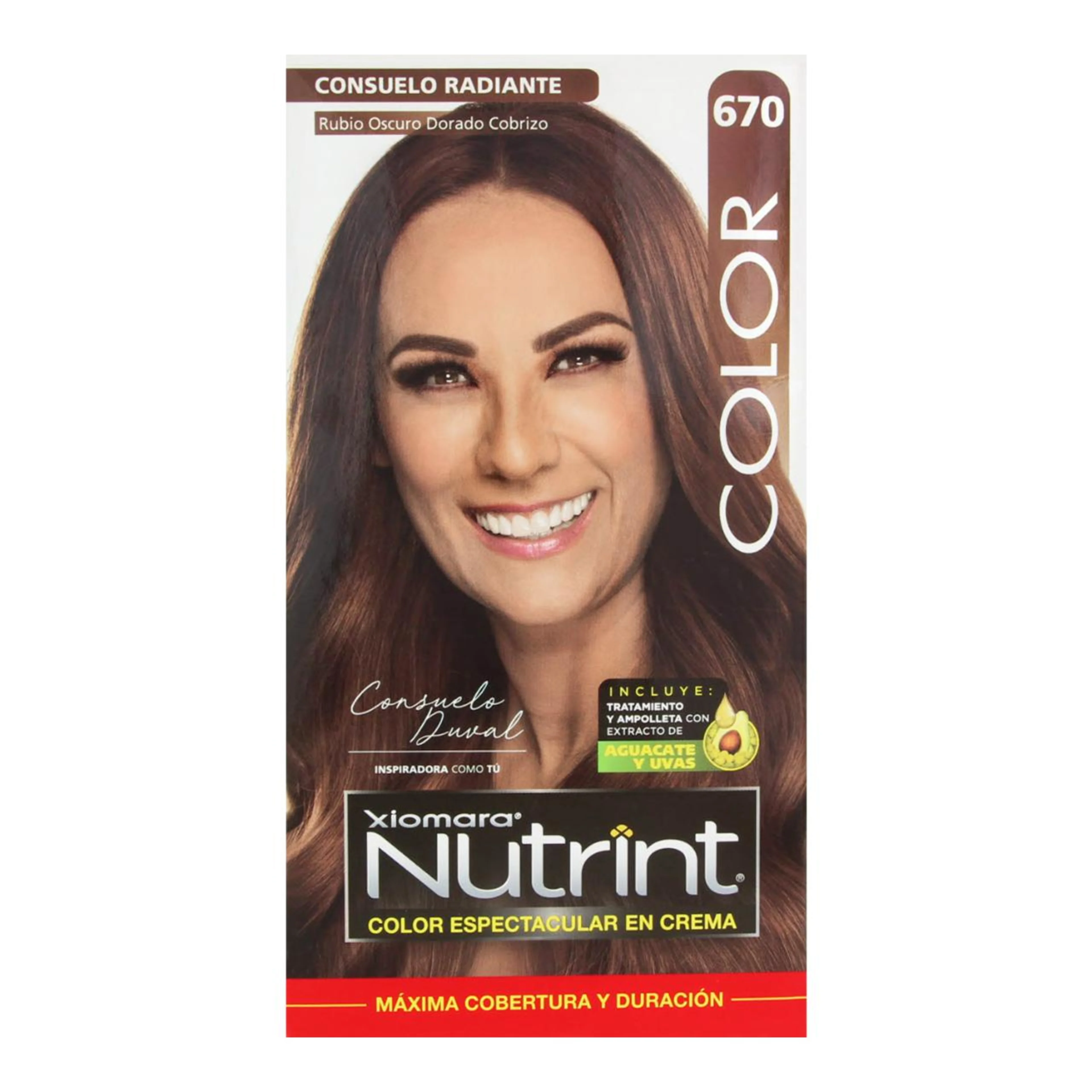 Tinte nutrint color espectacular en crema rubio oscuro dorado cobrizo (670) 6 pzas.
