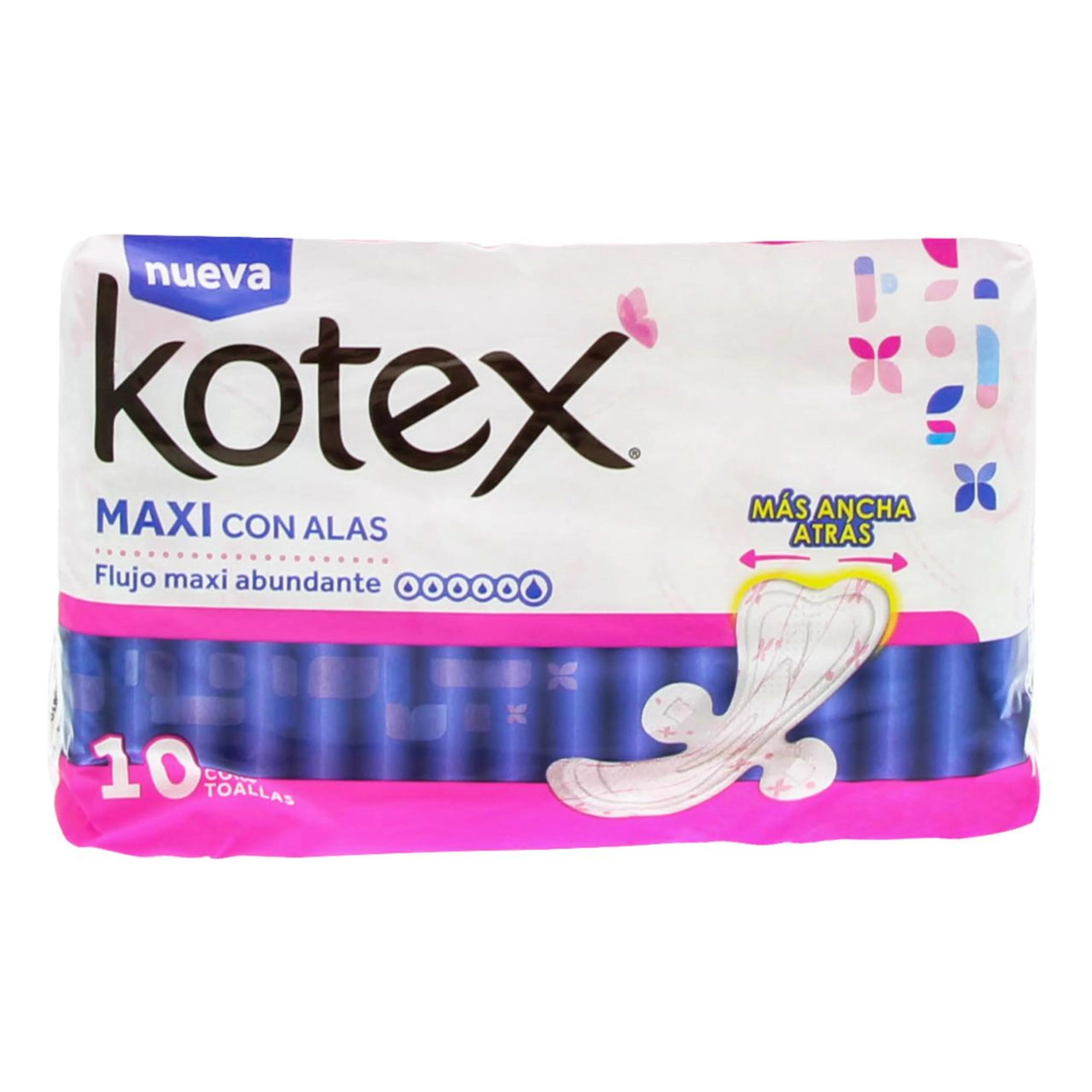 Kotex Maxi Toallas Sanitarias Con Alas 10 Piezas