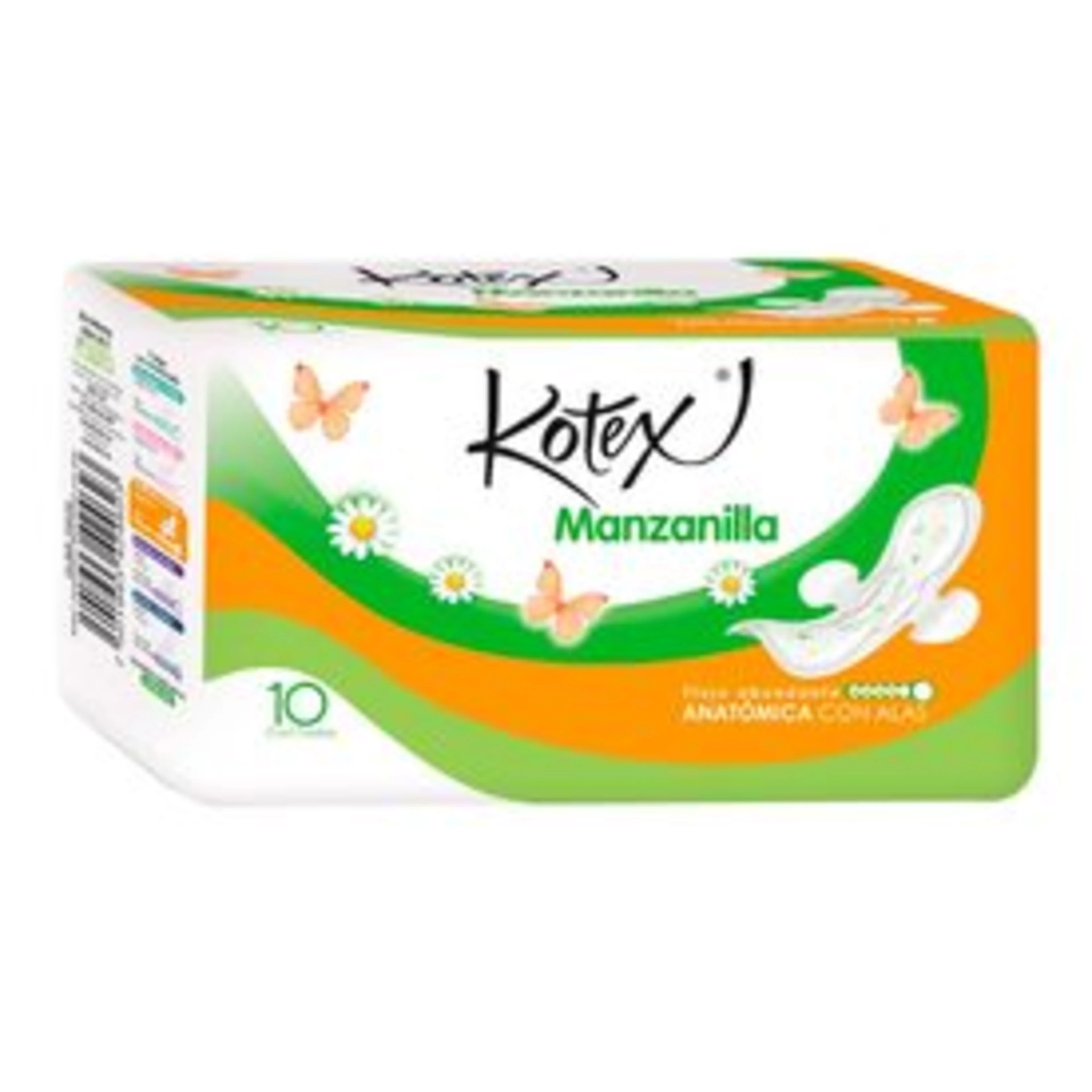 Kotex Naturals Manzanilla Anatómica Toallas Sanitarias Con Alas10 Piezas