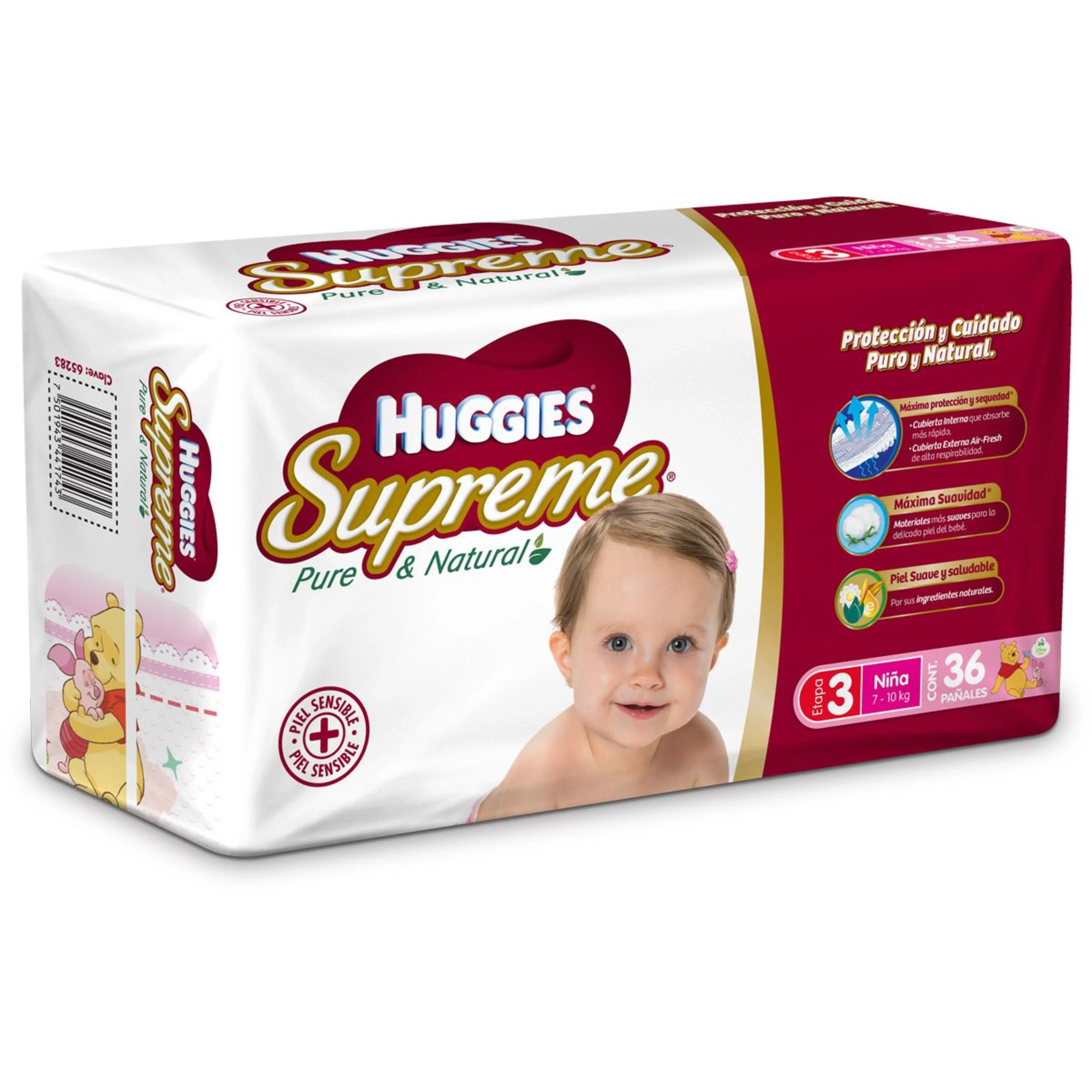 Pañal huggies supreme niña etapa 3 con 36