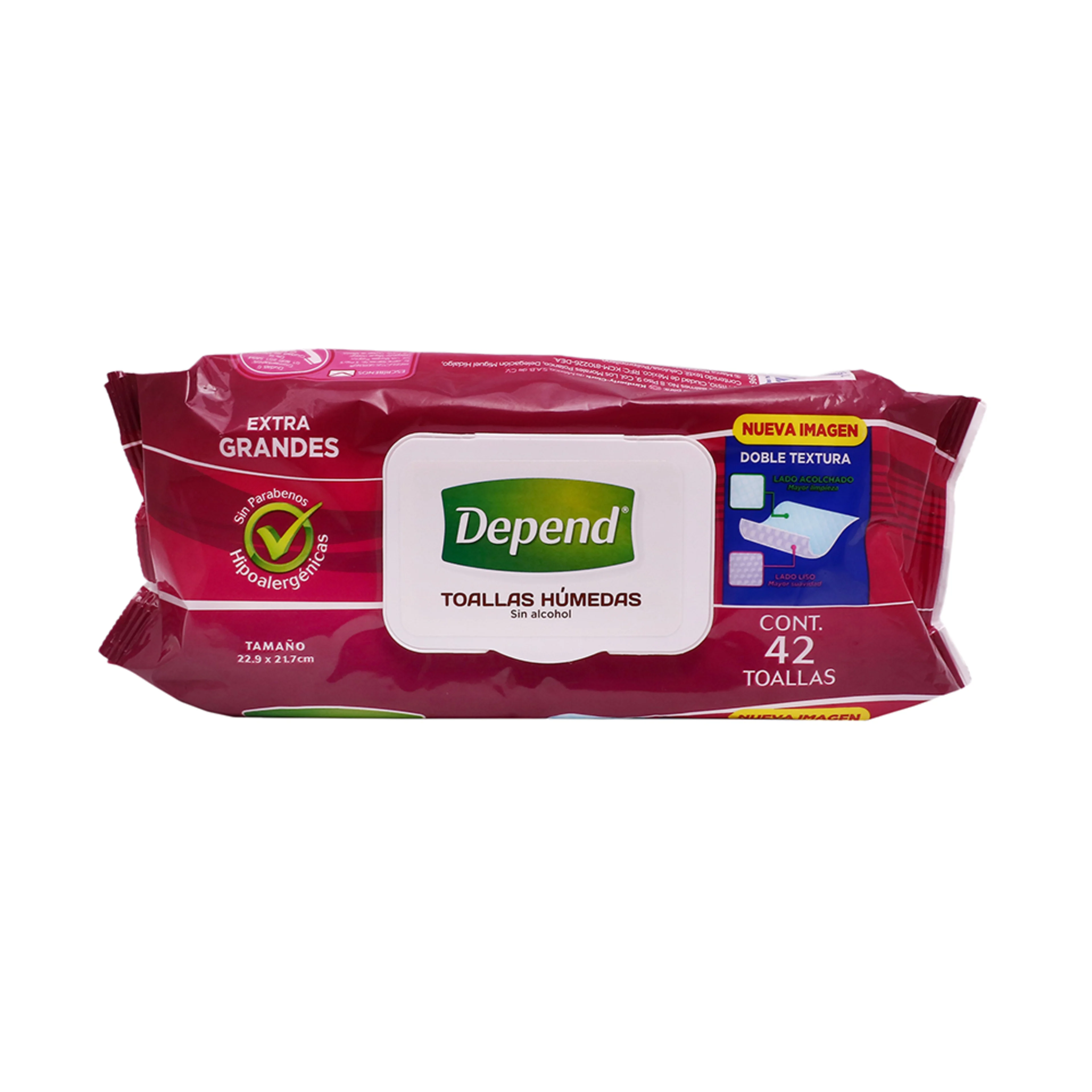 Depend Toallitas Húmedas Para Incontinencia Sin Alcohol Con 42 Piezas