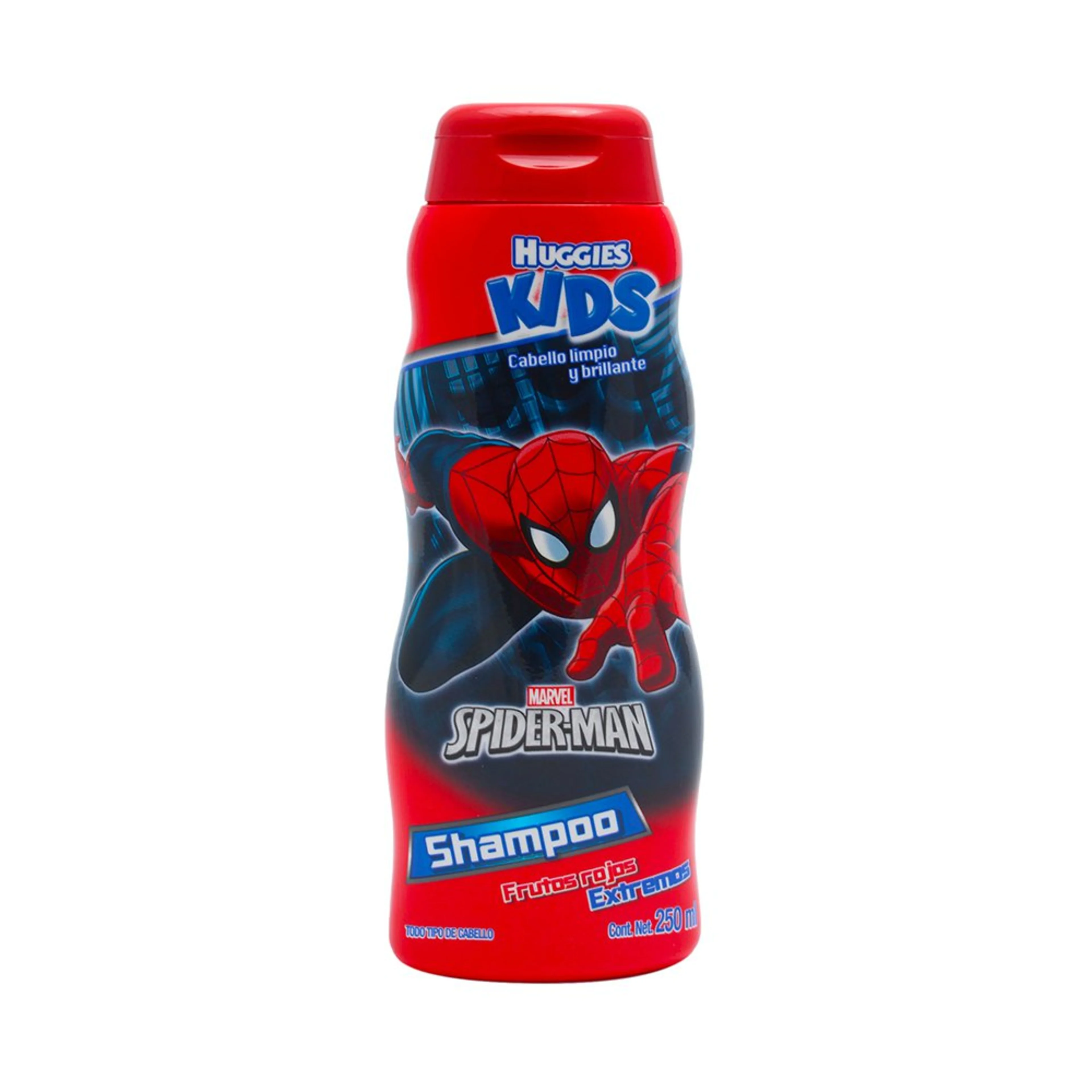 Shampoo huggies kids spider-man frutos rojos extremos 250 ml.