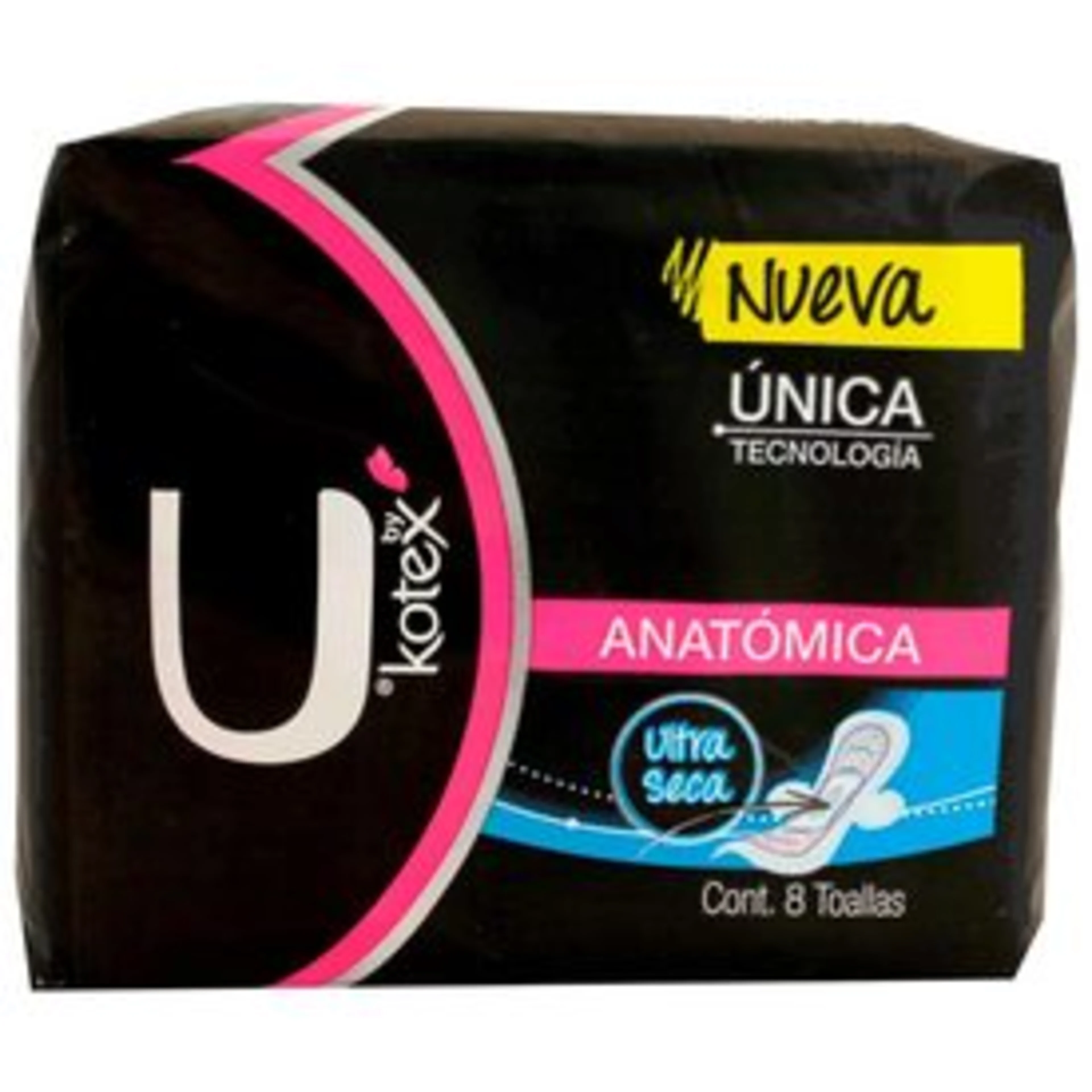 Kotex Unika Anatómica Toallas Sanitarias Con Alas 8 Piezas