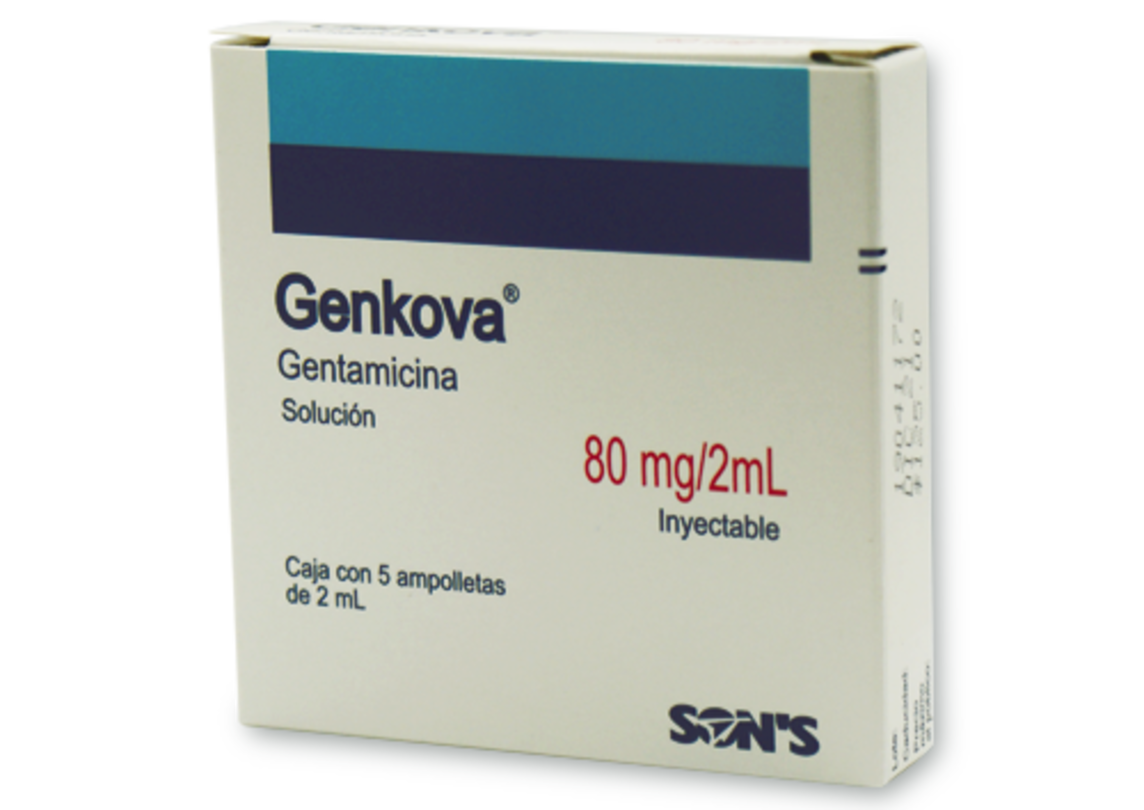 Genkova Gentamicina 80 Mg Con 5 Ampolletas Solución Inyectable