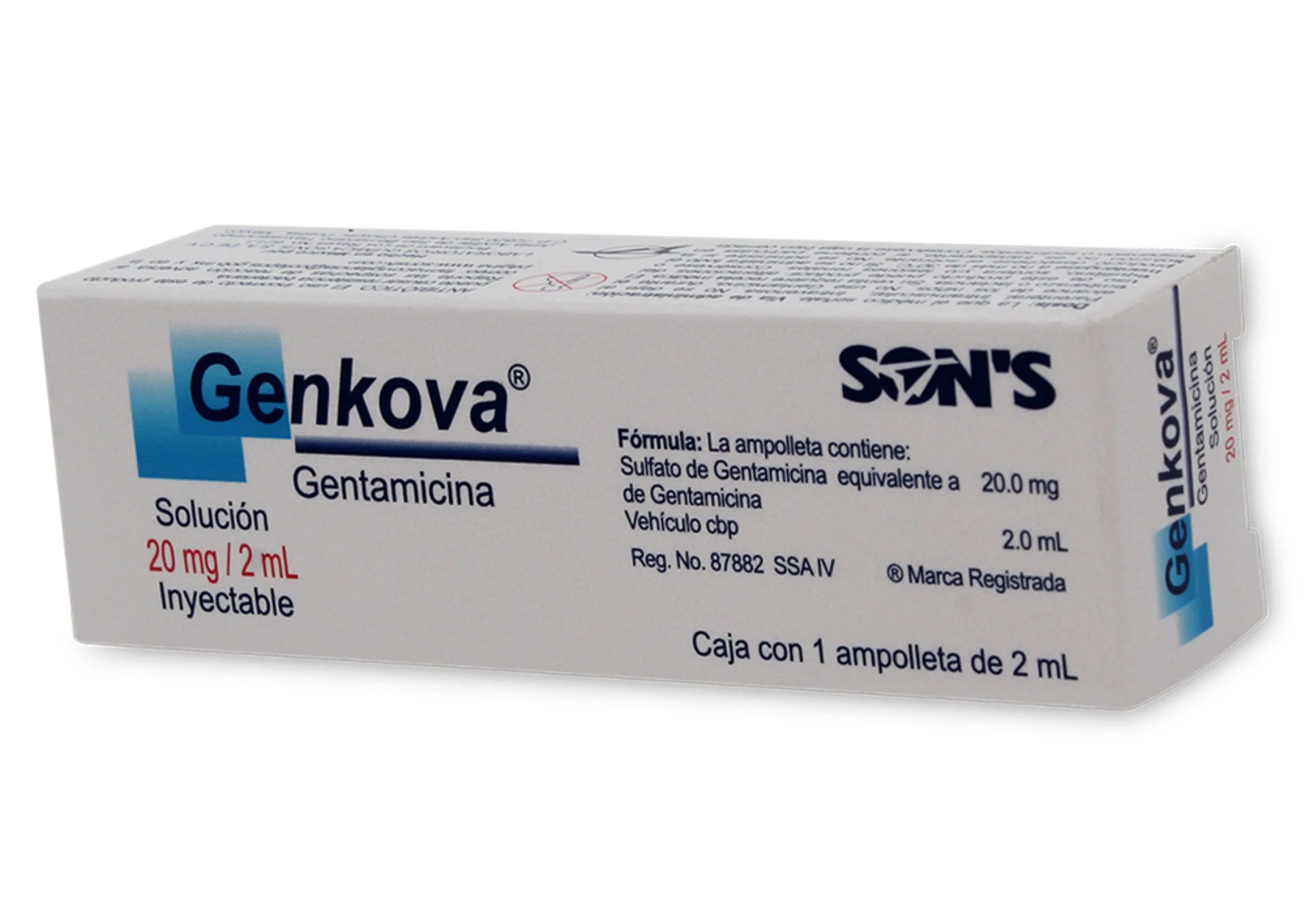 Genkova Gentamicina 20 Mg Solución Inyectable Con 1 Ampolleta