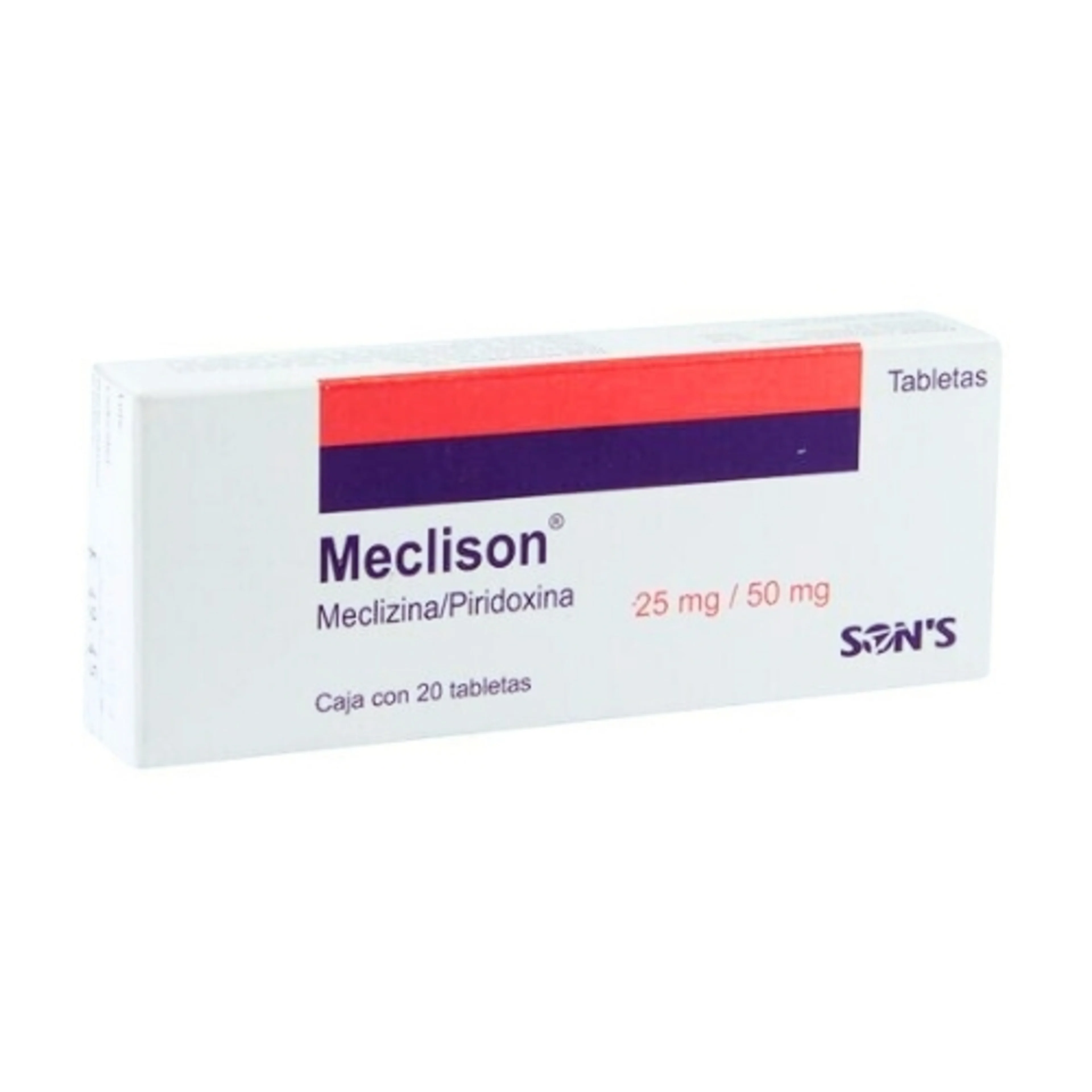 Meclison 20 Tabletas 50/25 mg (Meclizina, Piridoxina)