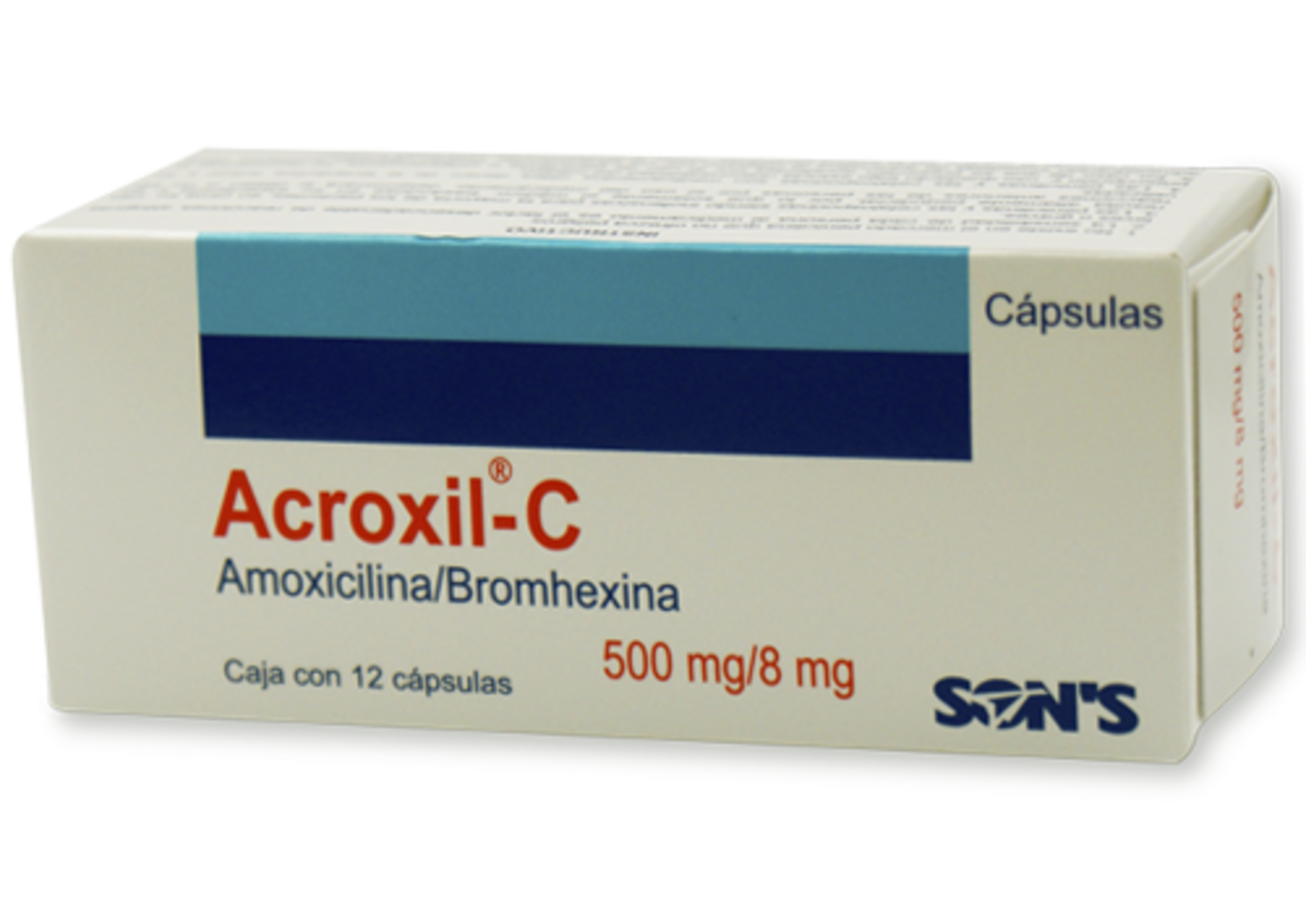 Acroxil-C Amoxicilina Bromhexina 500/8 Mg Con 12 Cápsulas