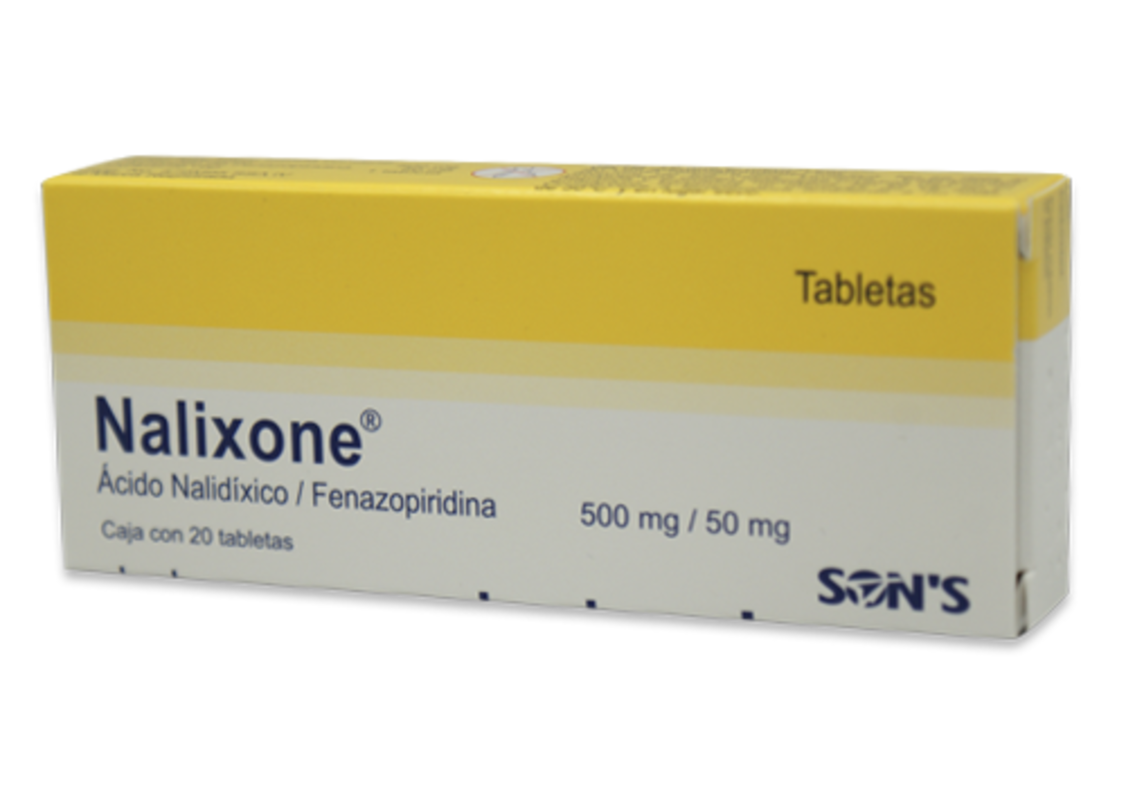Nalixone Ácido Nalidíxico Fenazopiridina 500/50 Mg Con 20 Tabletas
