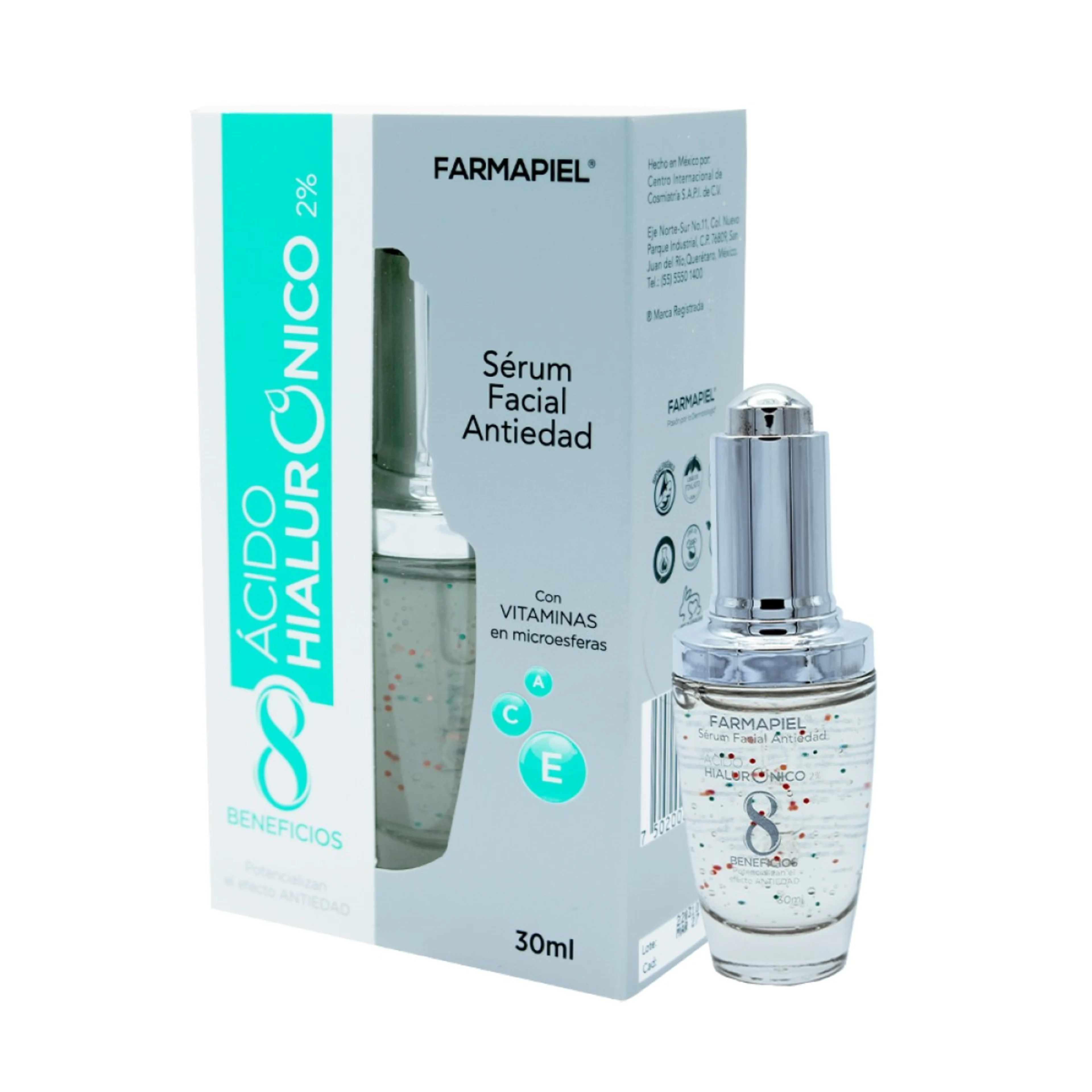 Farmapiel 8 Beneficios Serum Facial Antiedad Ácido Hialurónico Con 30 Ml