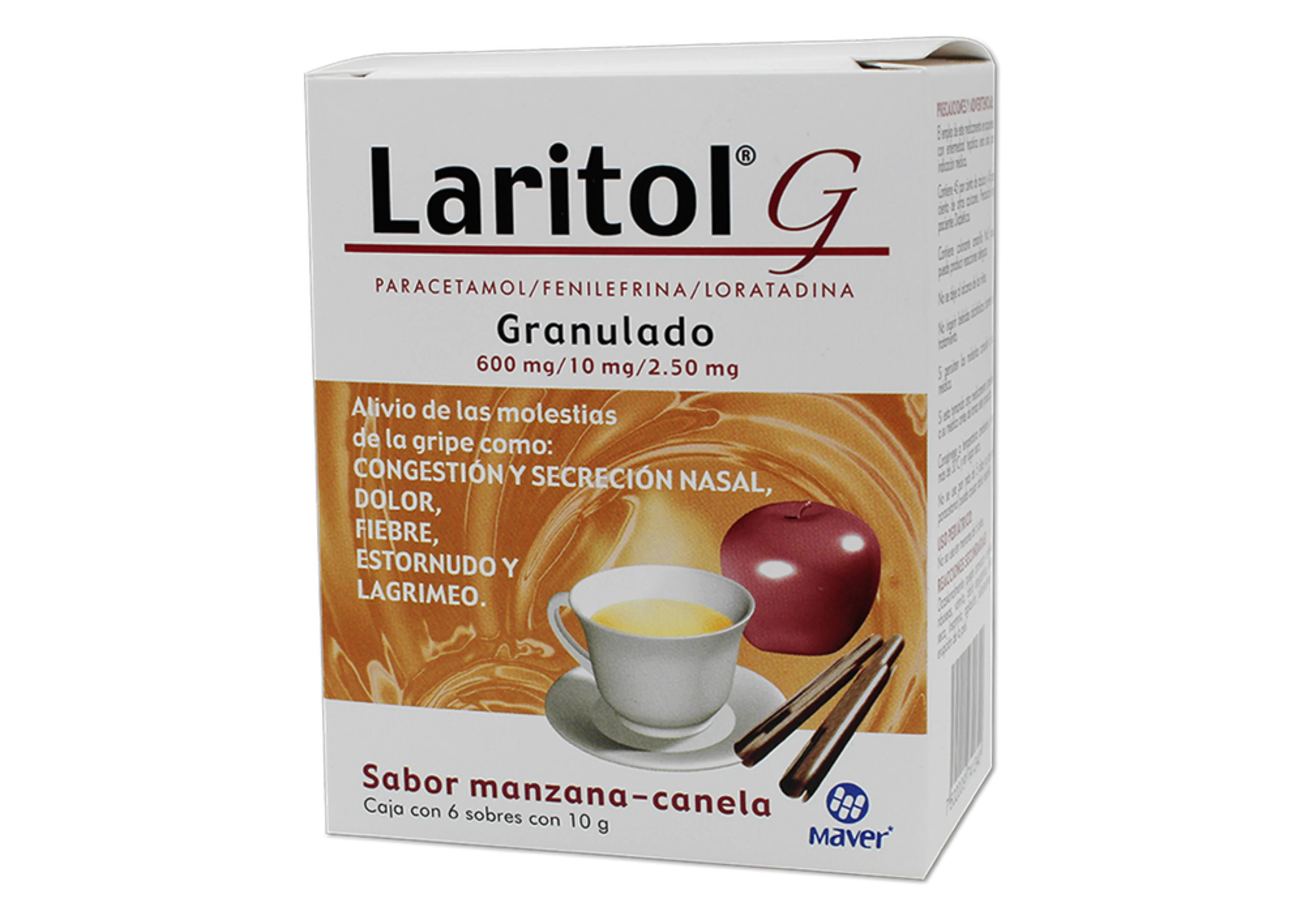 Laritol G 600/10/2.5 Mg Granulado Con 6 Sobres Sabor Manzana Canela