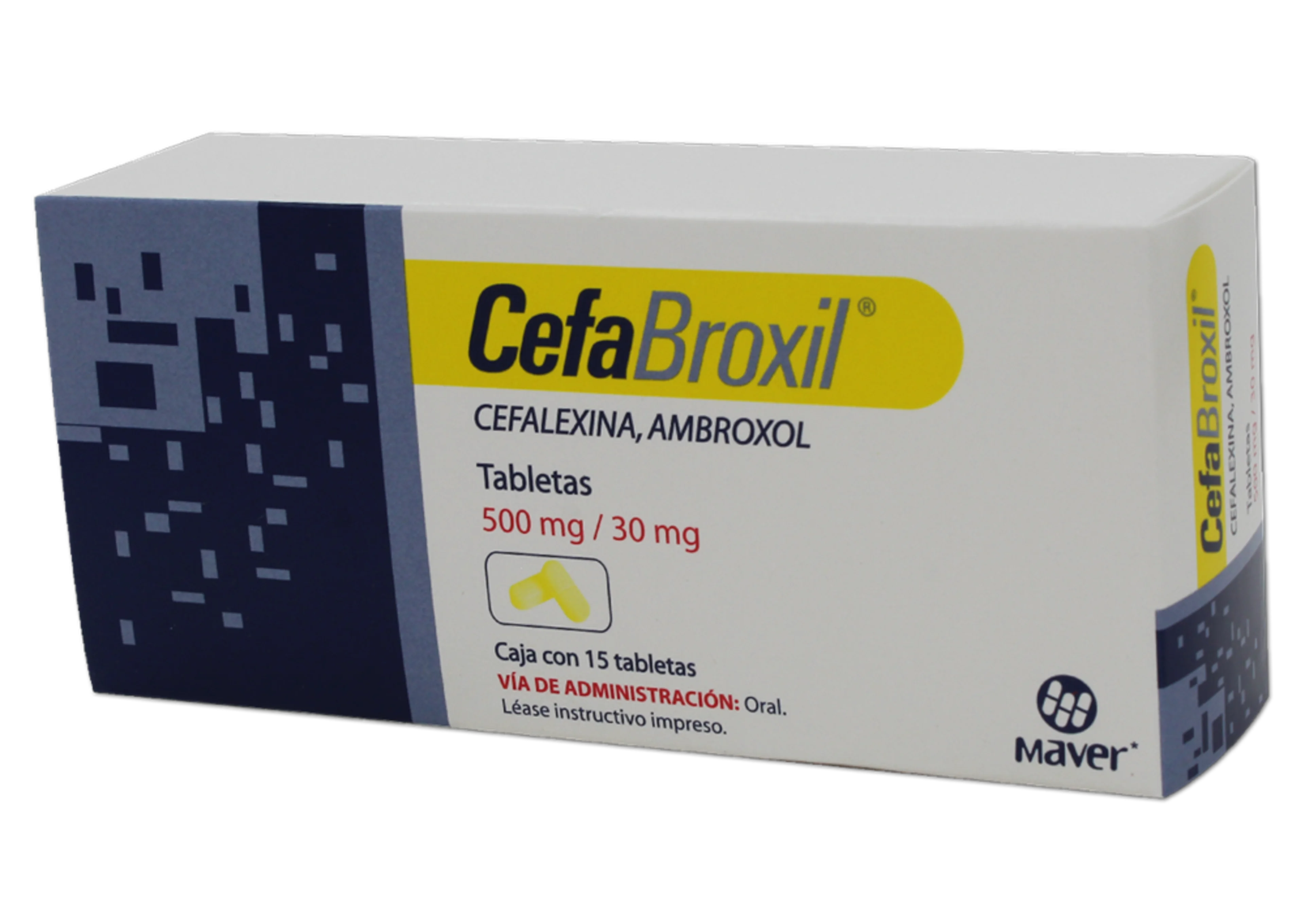 Cefabroxil Ambroxol Cefalexina 500/30 Mg Con 15 Tabletas